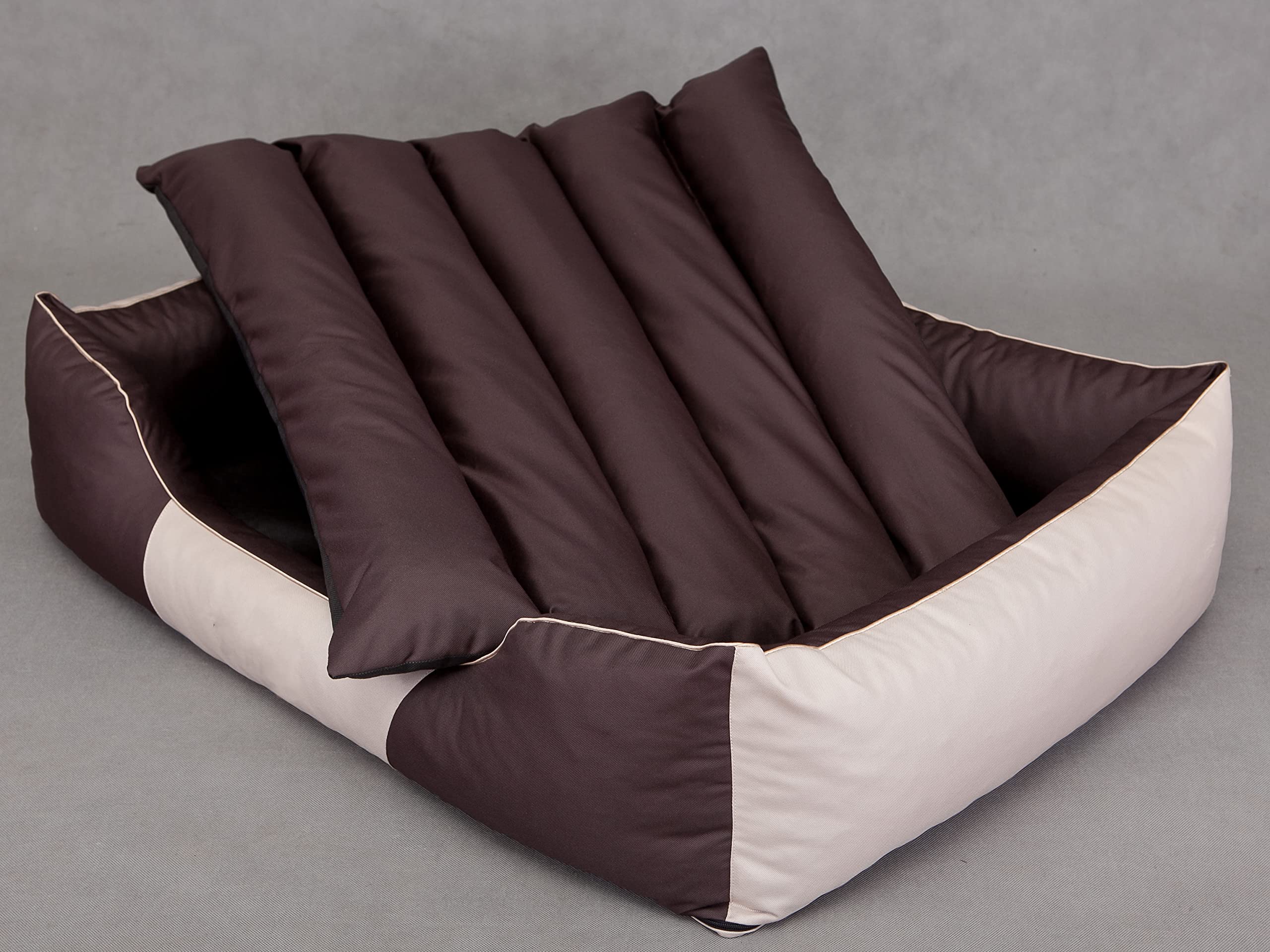 Cuccia per cani e animali domestici, cuscino per cani, letto per cani, letto per cani, materasso per animali domestici, marrone con beige, XL – 85 x 65 cm