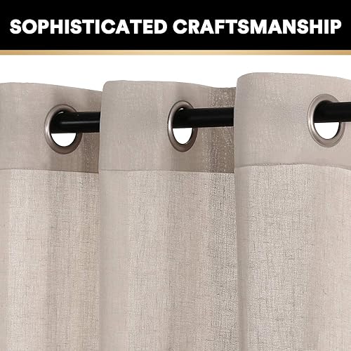 Miniatura 3 de Cortinas de mezcla de lino natural, paneles de tratamiento de ventana para sala de estar, cortinas filtrantes de luz, cortinas texturizadas de lino