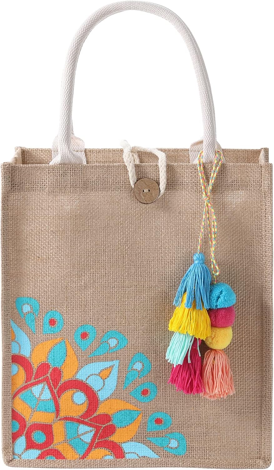 Beach Bag for Women, Straw Beach Tote Bag with Pocket Tassel Handle Waterproof Lining, for Summer Vacation Pool Gift - Image 7