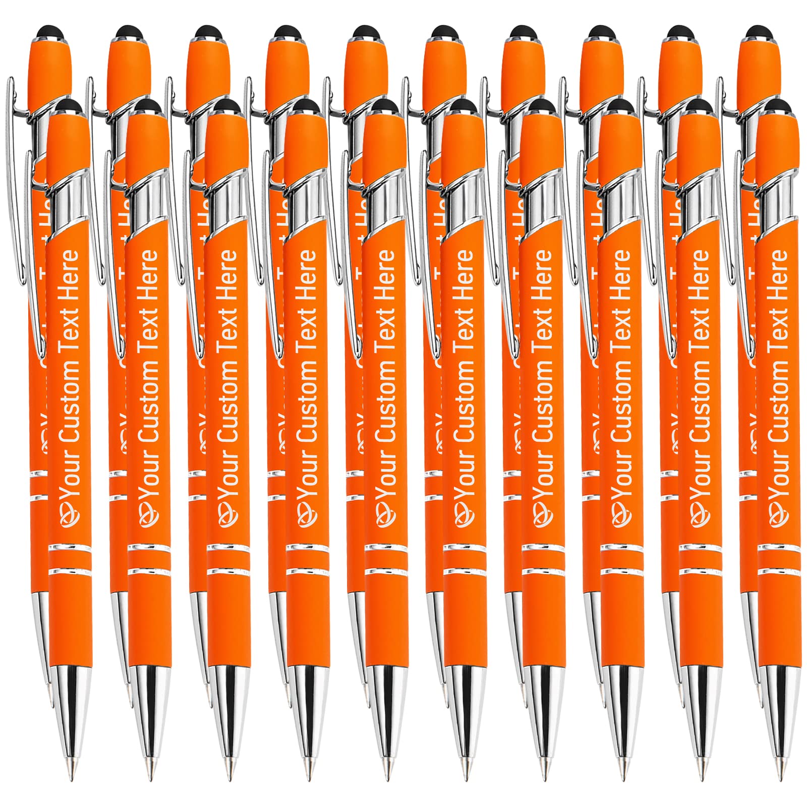 STREADVE Personalised Custom Pens with Name Engraved Logo Text Pen, Pack of 20 Customised Smooth Writing Pens Personalization Gift for Men Women Wedding Office Business Promotion, Orange