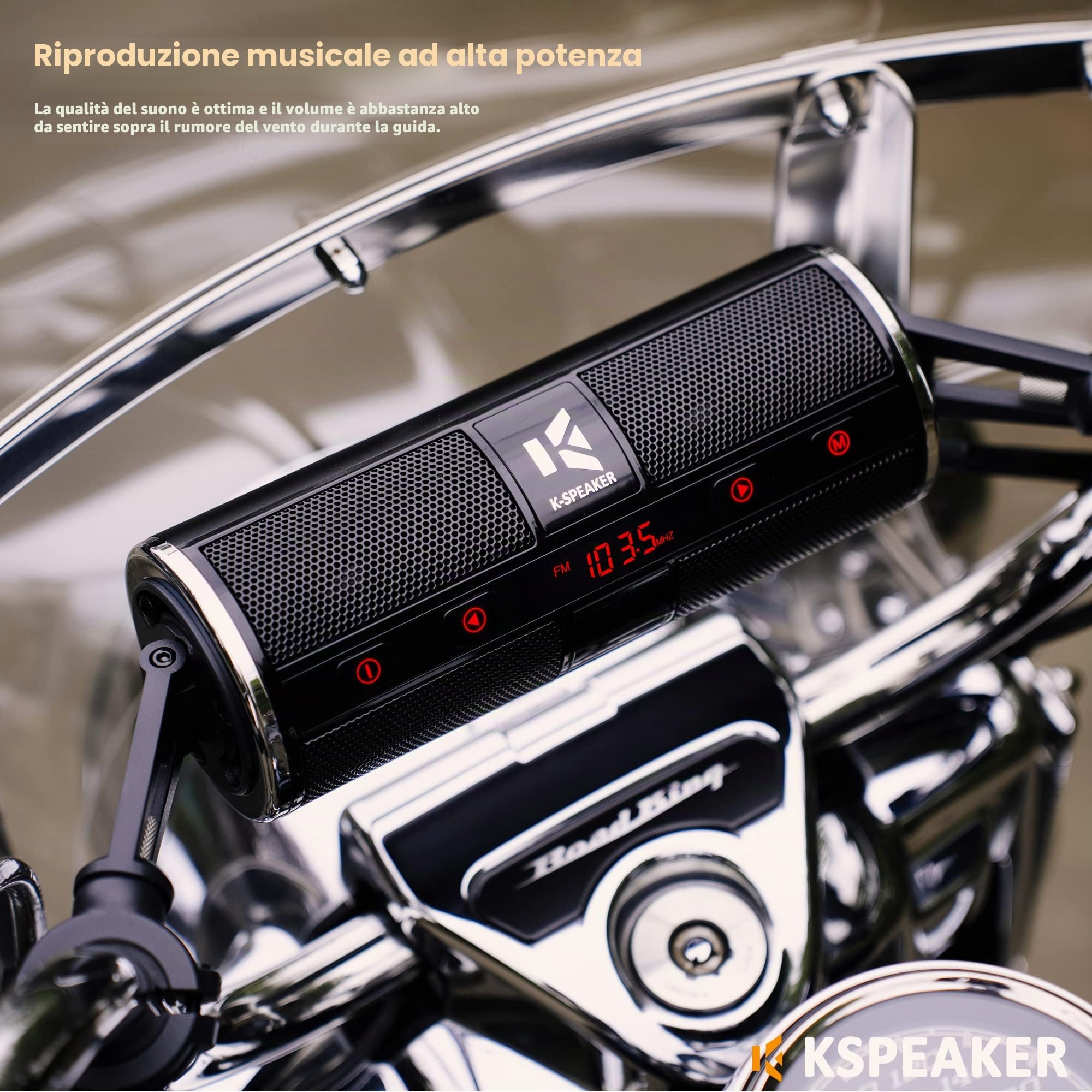 KSPEAKER Altoparlanti Bluetooth impermeabili Sistema audio radio amplificato 3 pollici metallo lettore MP3 Ideali per ATV, scooter, 12V veicoli, K2BL
