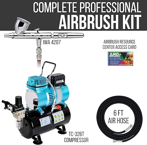 Miniatura 2 de Iwata Eclipse HP CS - Juego de aerógrafo con 1/5 hp Cool Runner II Kit de sistema de compresor de tanque de aire de doble ventilador, aerógrafo
