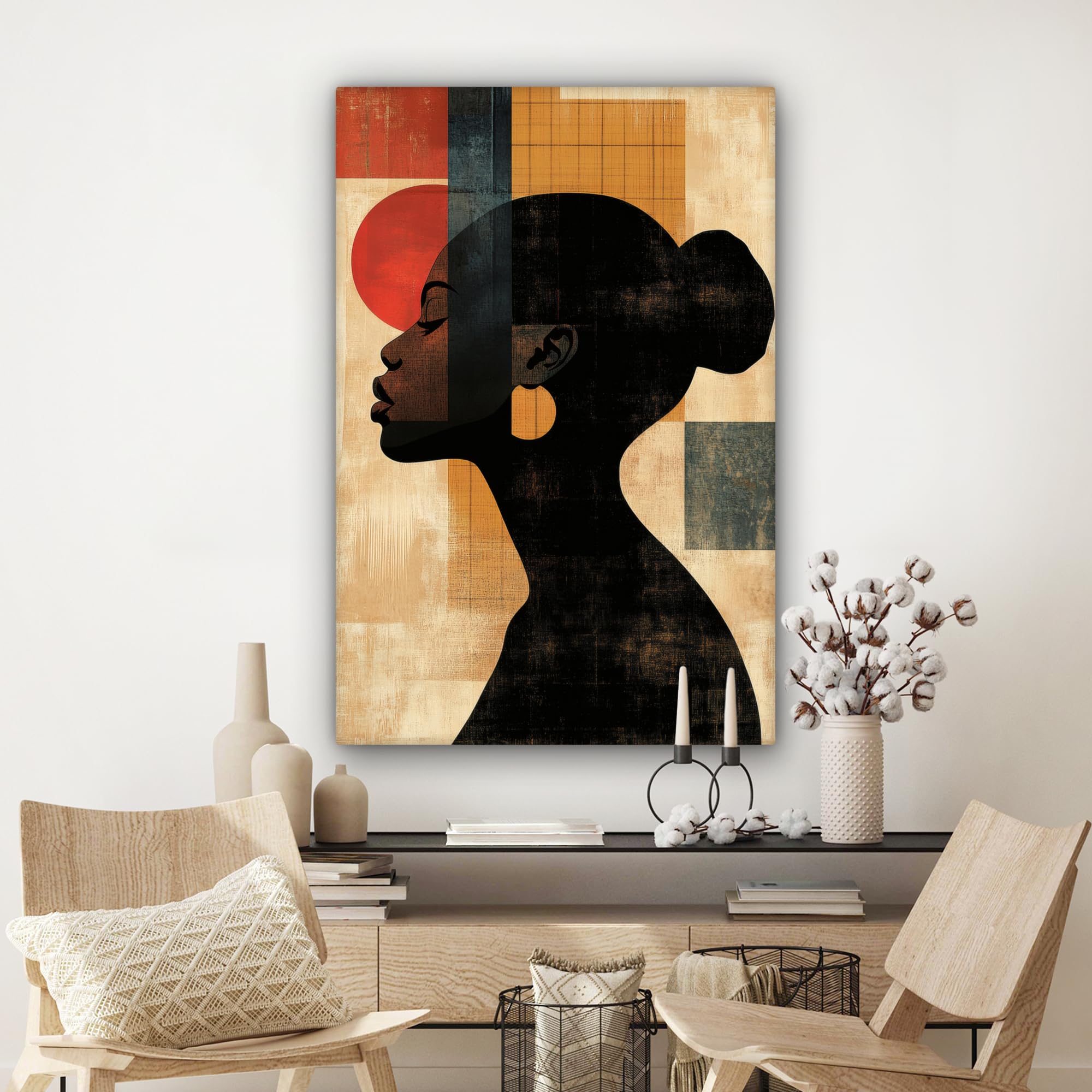 MuchoWow© Quadri Moderni Soggiorno 80x120 cm Poster Da Parete Decorazioni Muro Salotto Quadro Grande Foto Con Cornice Stampe Su Tela Camera Da Letto Profilo - Donna - Forme