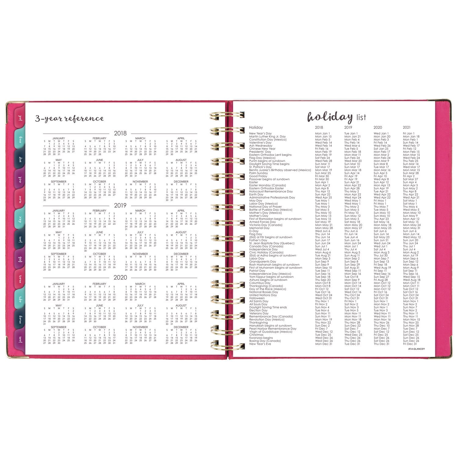 AT-A-GLANCE 2018-2019 Akademischer Jahresplaner Wochen- und Monatsplaner, Medium, 6-7/8 x 8-3/4, Hardcover, geprägtes Kunstleder, Harmonie, Rosa (6099-805A-27)