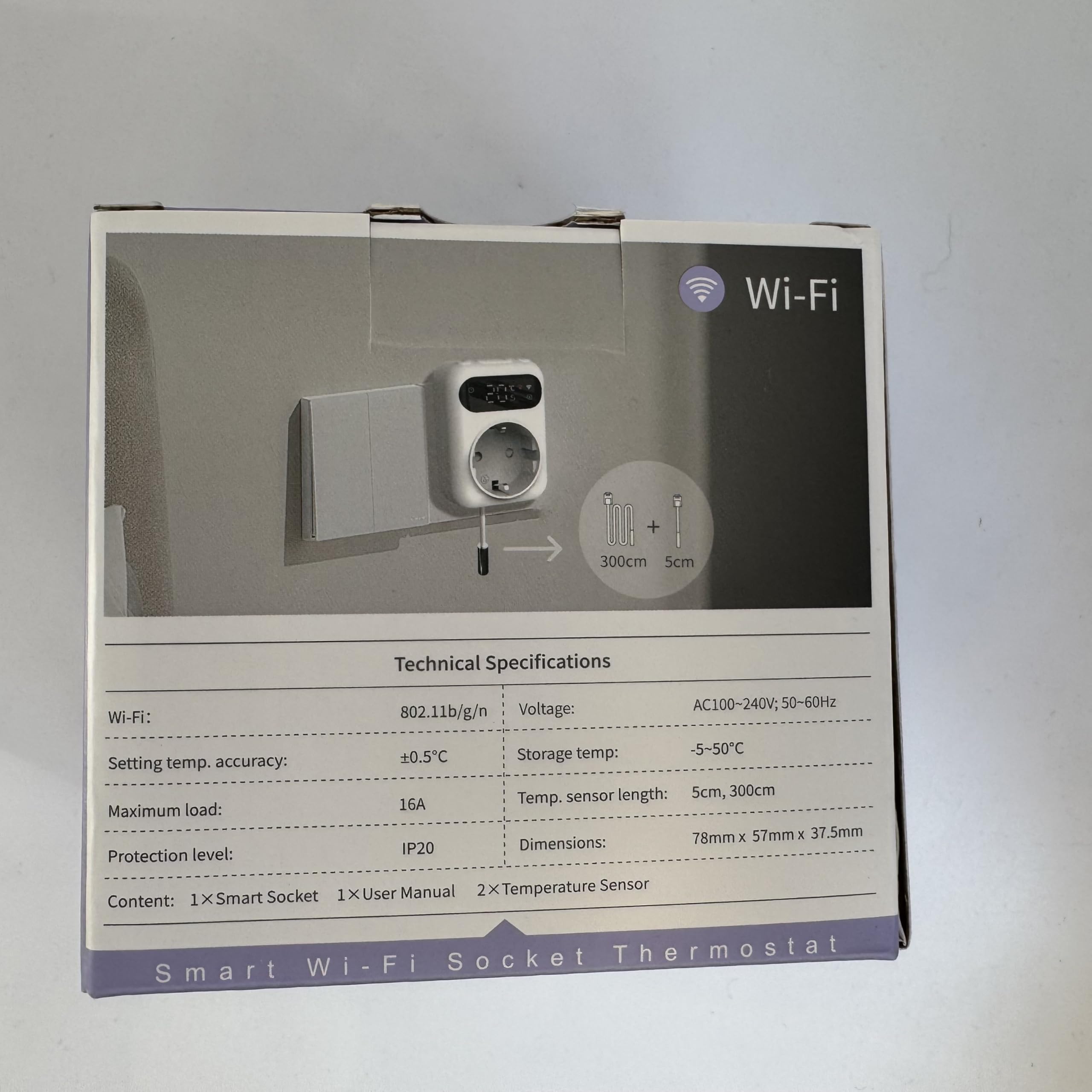 Inteligentne gniazdko termostat Wifi 16A dwa sensory wyświetlacz LED
