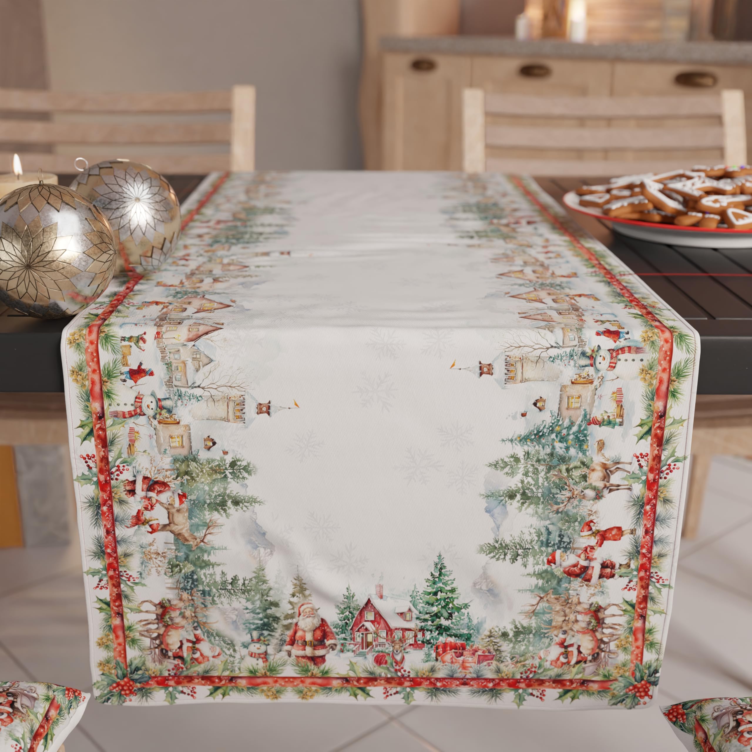 PETTI Artigiani Italiani - Camino de Mesa Navideño 140x40 cm, Camino de Mesa Navidad para Cocina, Decoración Navideña para Mesa, Camino de Mesa Elegante Tartan, 100% — view 18