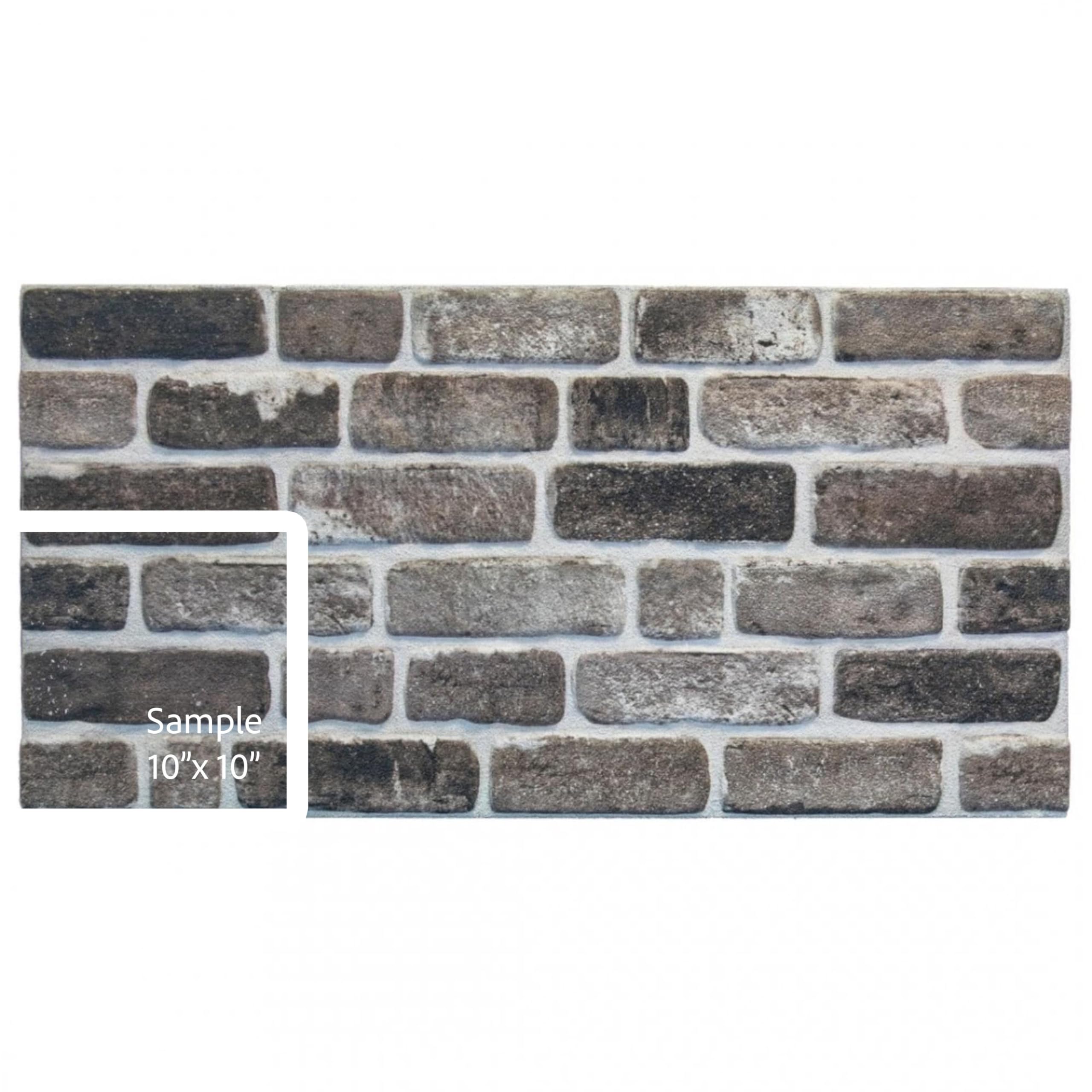 Dundee Deco 3D Wall Panels Faux Brick - Cladding Grey Black Stone Look Wall Paneling, Styrofoam, Sample, Size 10 x 10 in.