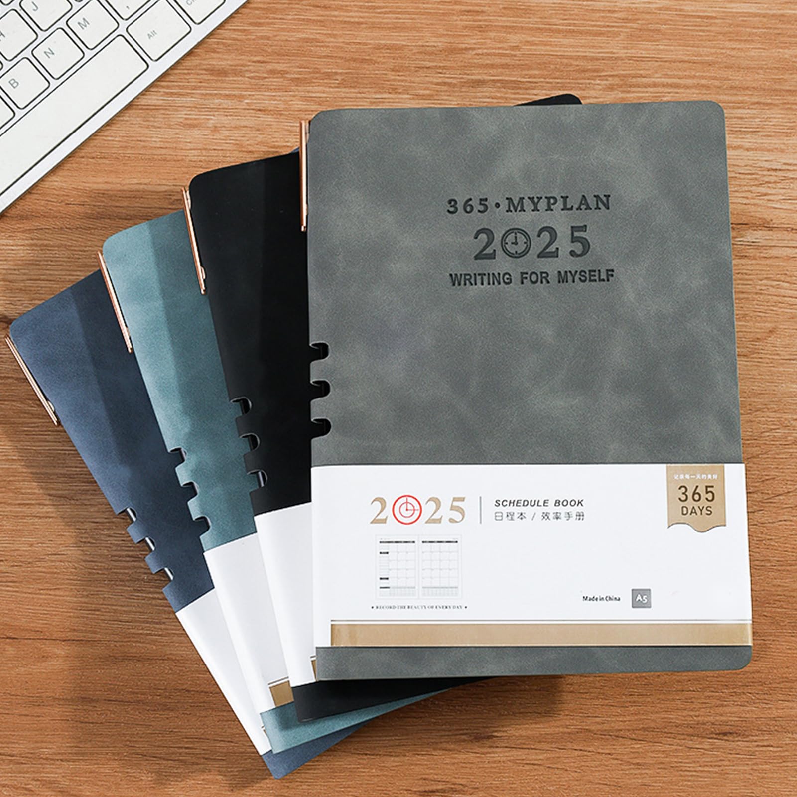 Tagesplaner 2025, Wochenplaner 2025, Wochenplaner, Monatsplaner 01.2025-12.2025, Leder, akademisches Notizbuch, datierte Seite für Männer und Frauen, Hardcover-Tagebuch