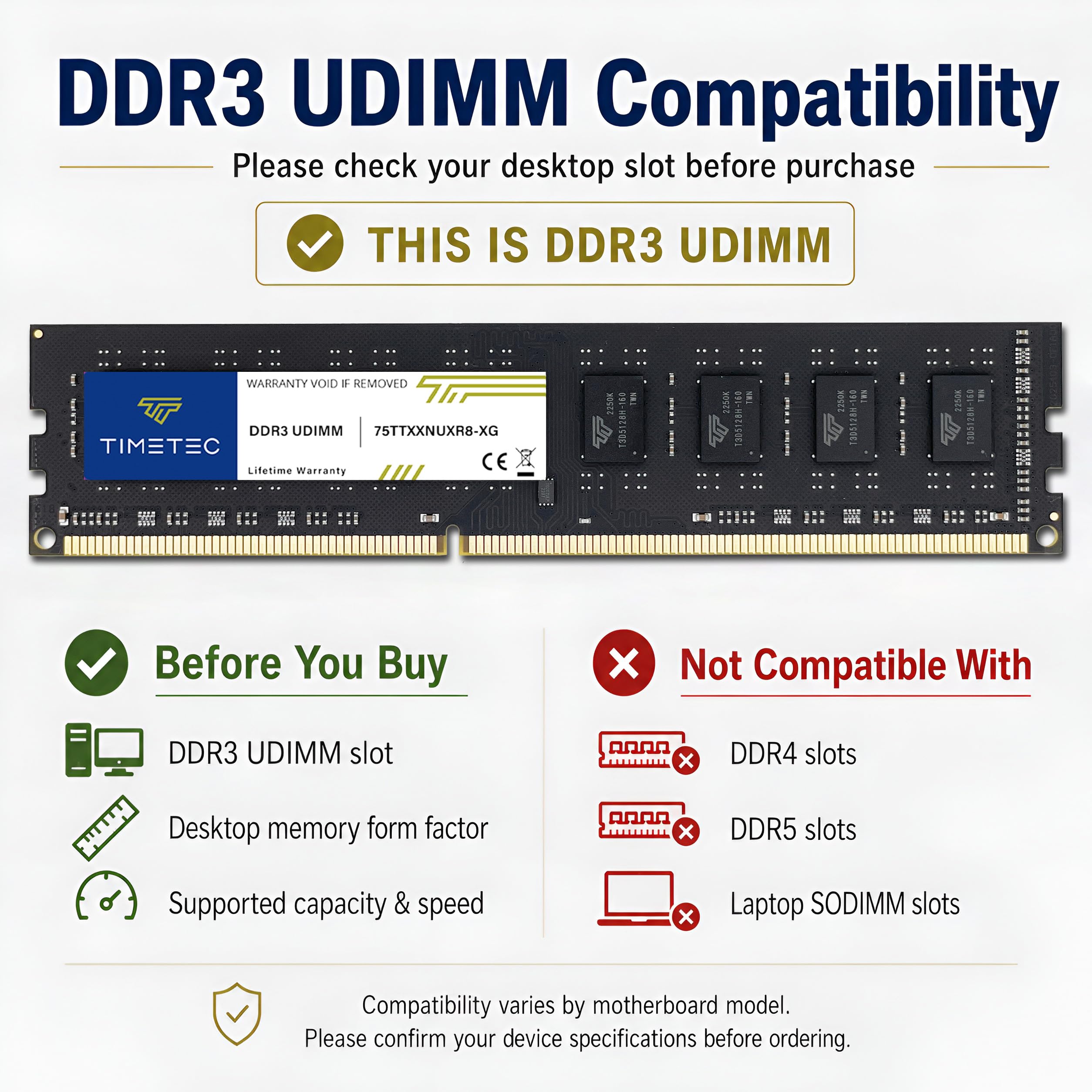 Timetec 8GB DDR3L / DDR3 1600MHz (DDR3L-1600) PC3L-12800 / PC3