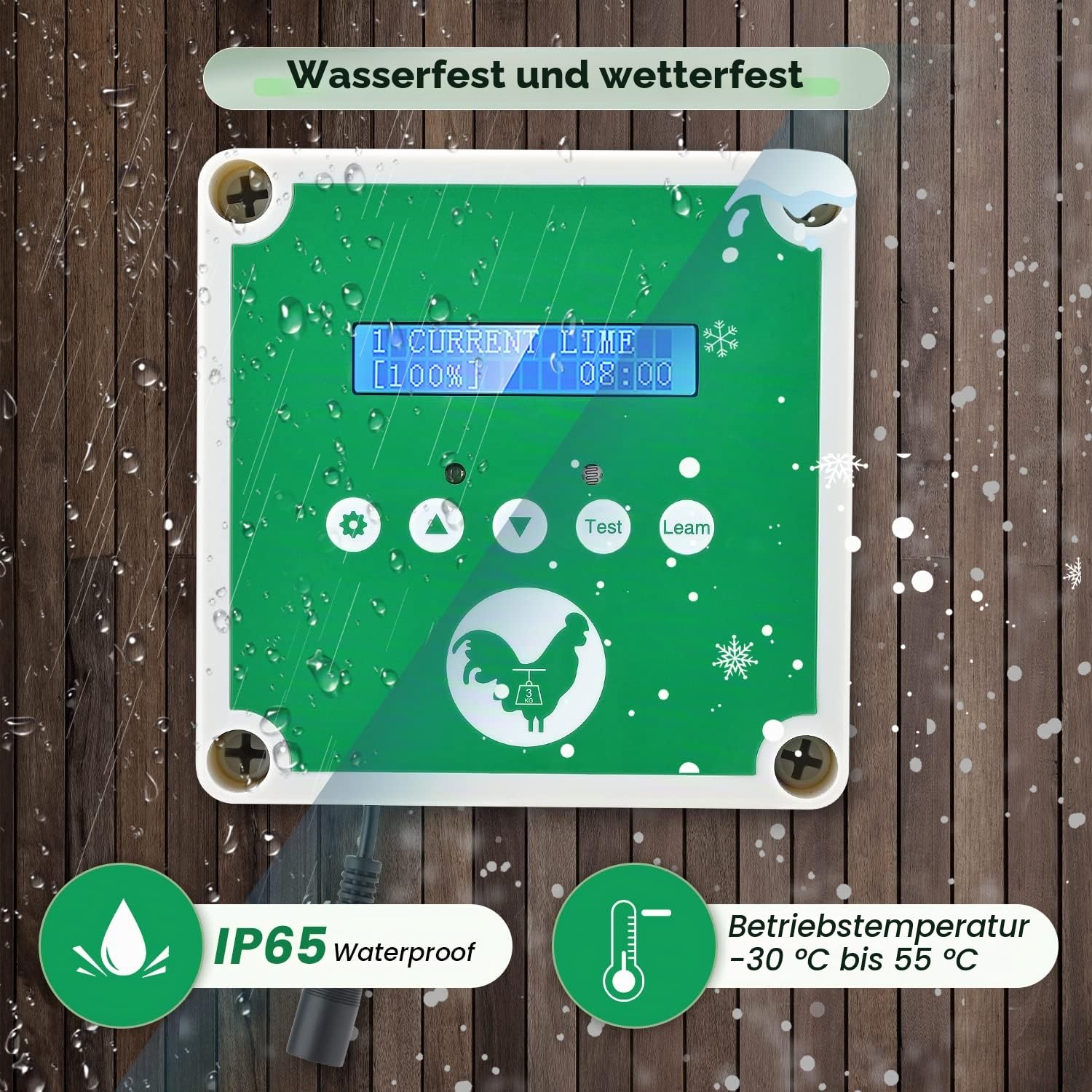 Automatischer Hühnerstalltüröffner mit Timer & 2 Fernbedienungen, Batterie- oder Solarbetriebenes IP65 Wasserdichtes Geflügeltür-Hebesystem