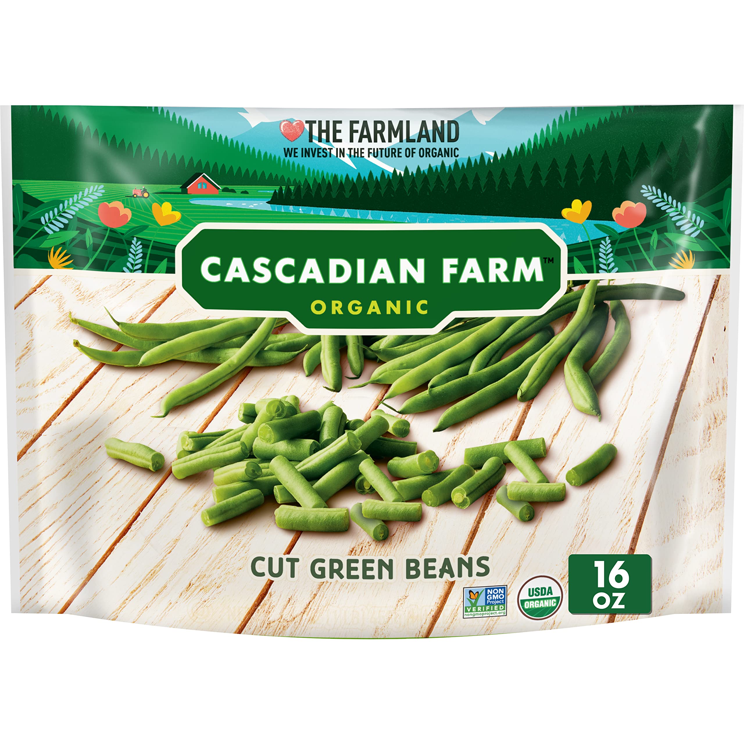 Cascadian Farm Organic Cut Green Beans, Frozen Vegetables, Non-GMO, 16 oz