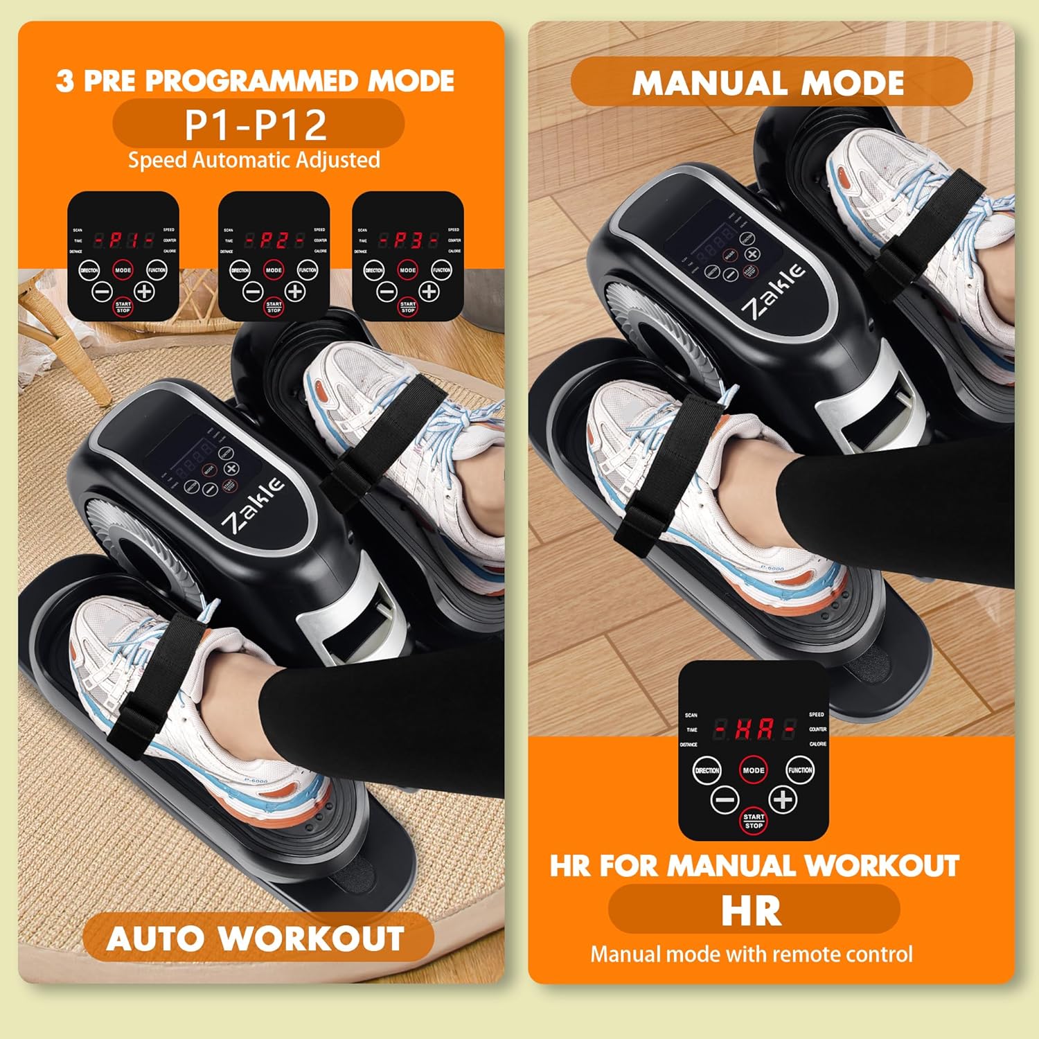 Zakle Under Desk Elliptical Machine, Electric Elliptical Training Machine w/Remote Control, 12 Speed Levels, Quiet Seated Pedal Exerciser for Home Office - Image 3