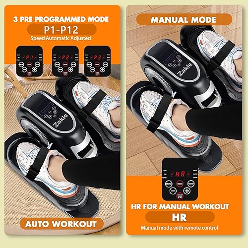 Vista 3 de Zakle Under Desk Elliptical Machine, Electric Elliptical Training Machine w/Remote Control, 12 Speed Levels, Quiet Seated Pedal Exerciser for Home