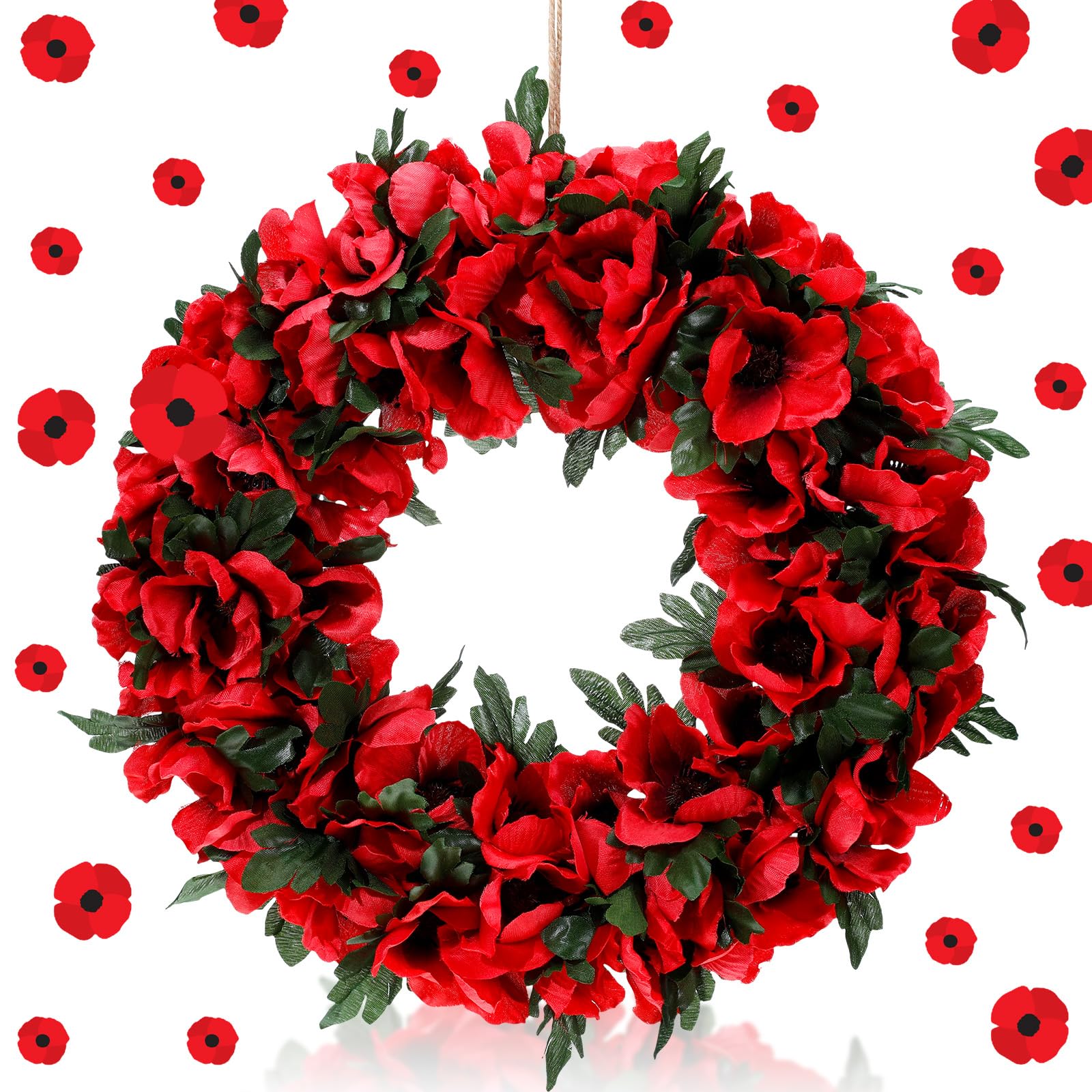 Couronne de coquelicot commémorative pour décorer une porte d'entrée de ferme ou un salon