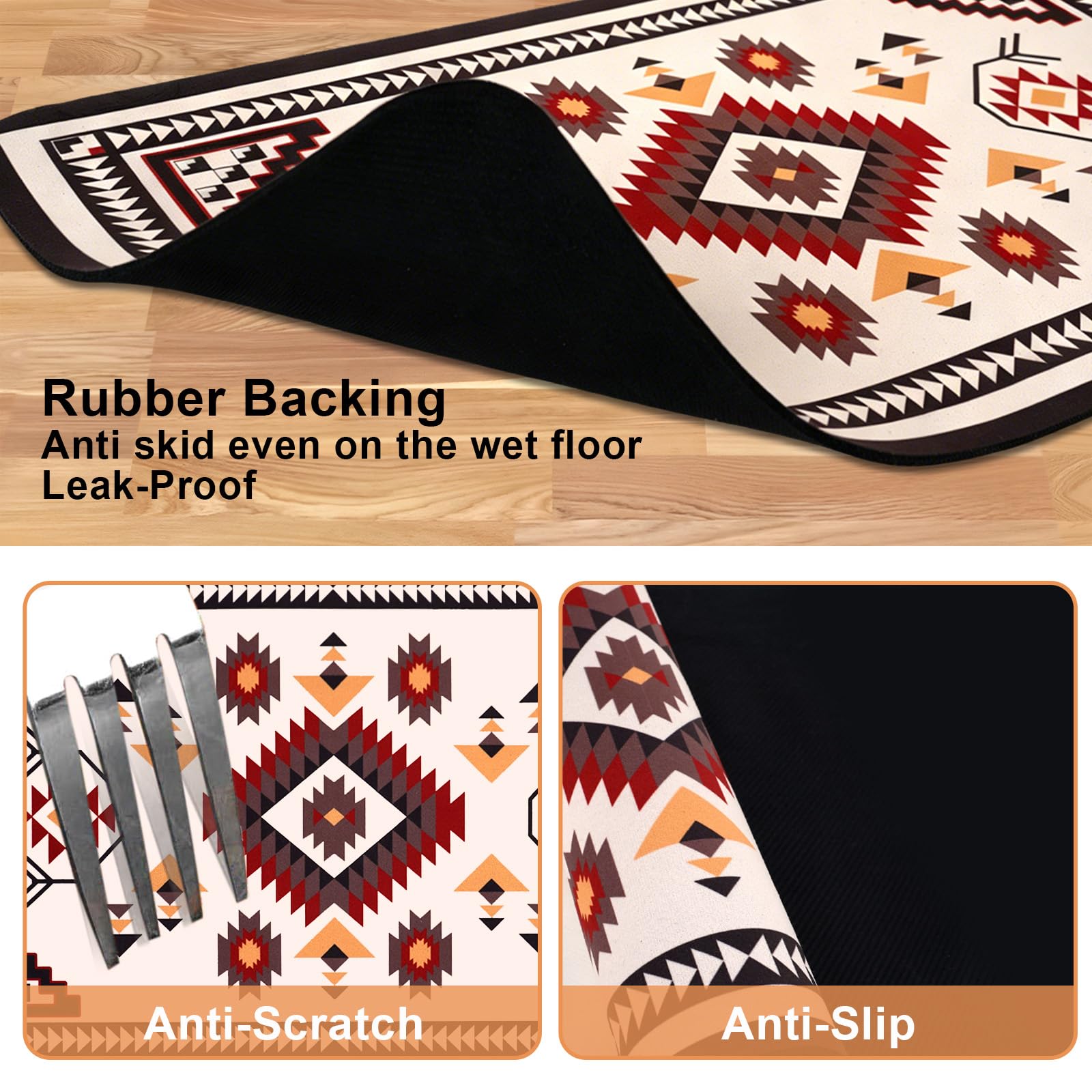 Tapis de nourriture pour chien - Tapis bohème imperméable pour gamelles d'eau et nourriture pour chat - Absorbant à séchage rapide - Tapis antidérapant pour l'alimentation des animaux de compagnie