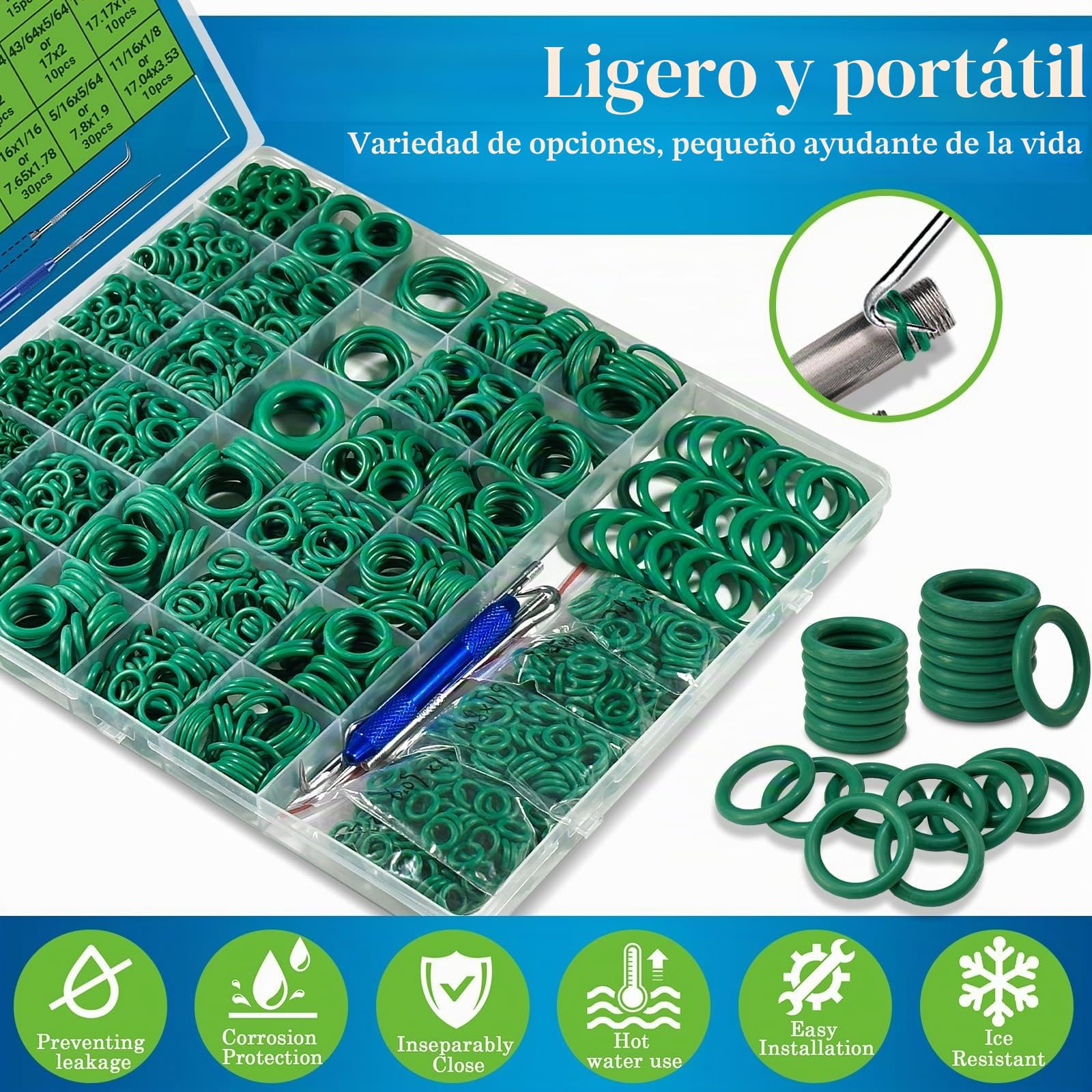 ZDBB Juego de 595 juntas tóricas de CA para automóviles, SAE y métricas para aire acondicionado, compresor de aire acondicionado de coche y reparación profesional de sellos de grifo de fontanería con