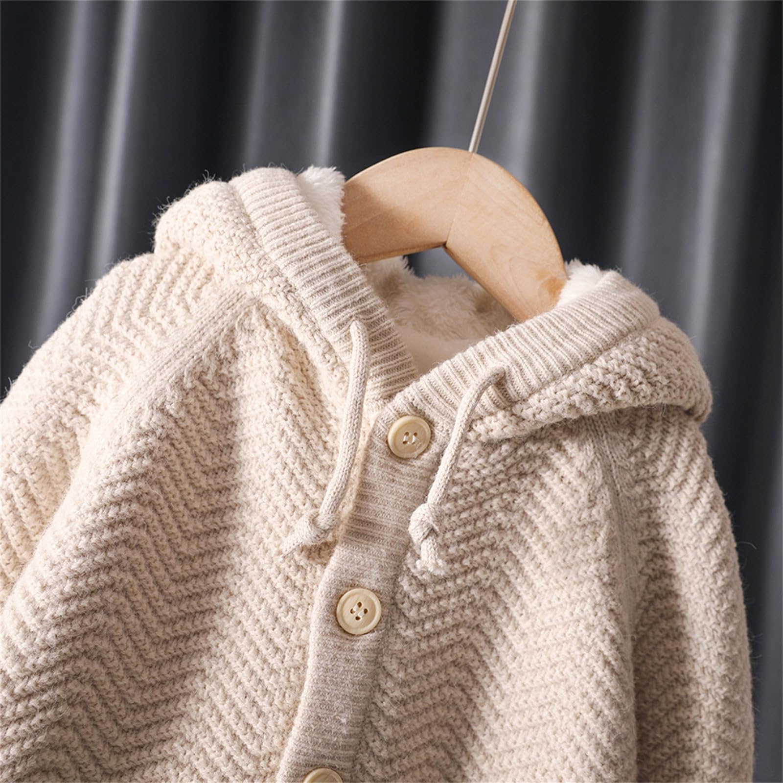 WWricotta Maglione Cardigan con Cappuccio per Ragazzi e Bambini, Maglione per Ragazze, Giacca con Chiusura a Bottoni Lavorata a Maglia, Foderato in Pile, Cappotto Invernale, Top