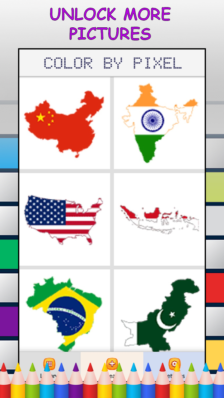 Country Flag Maps Color by Number FREE Pixel Art Game Coloring Book