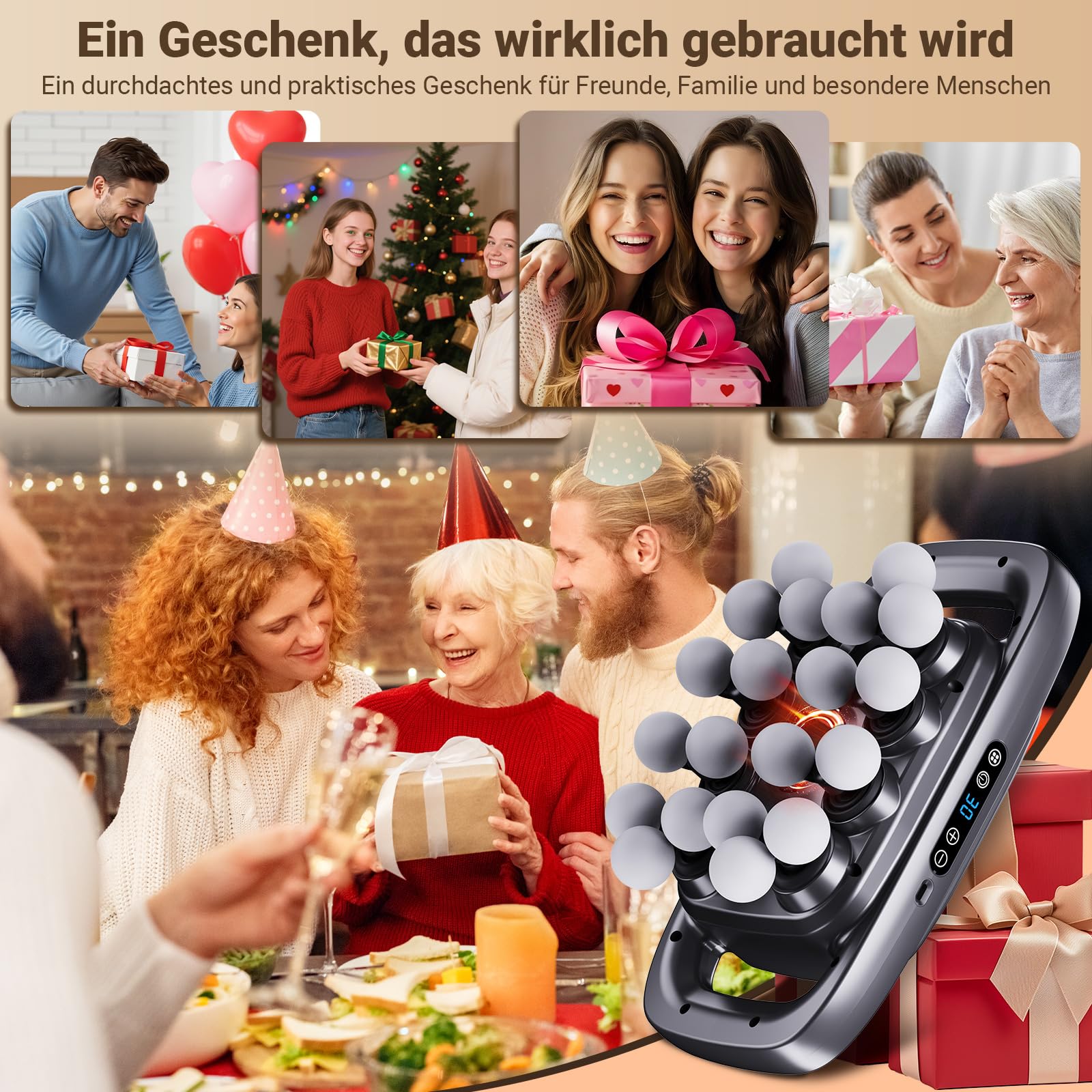 Massagepistole mit 20 Köpfen - 3 Modi & 30 Geschwindigkeiten, Großflächiges Tiefengewebe Massagegerät, Leise (35dB) für große Muskelgruppen, Sport Regeneration & Verspannungslösung