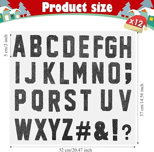 Miniatura 10 de 279 letras termo-adhesivas de 2 pulgadas, letras A-Z, letras de transferencia de letras de Navidad, calcomanías de letras flocadas para planchar,