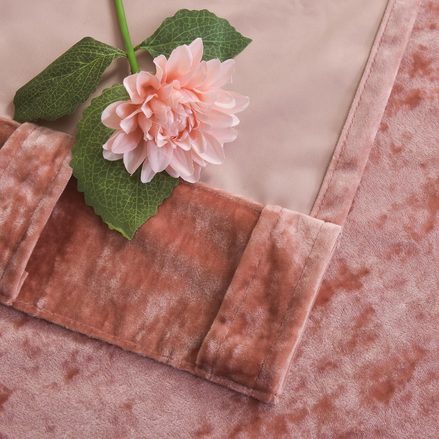 Roslynwood Crushed Luxury Velvet Blush Pink Curtains for Bedroom 84 inches Long, Thermal Insulated Window Drapes Back Tab for Living Room/Dining Room, W52 x L84, 2 Panels