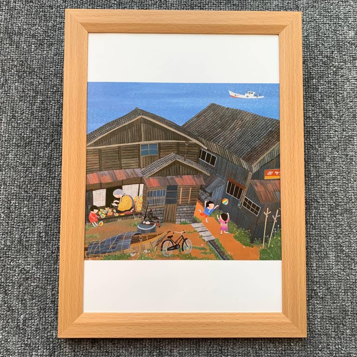絵画 原田泰治額付き サインつき Amazon.co.jp: 原田泰治 「セントラルパーク」 画集画 A4額入り