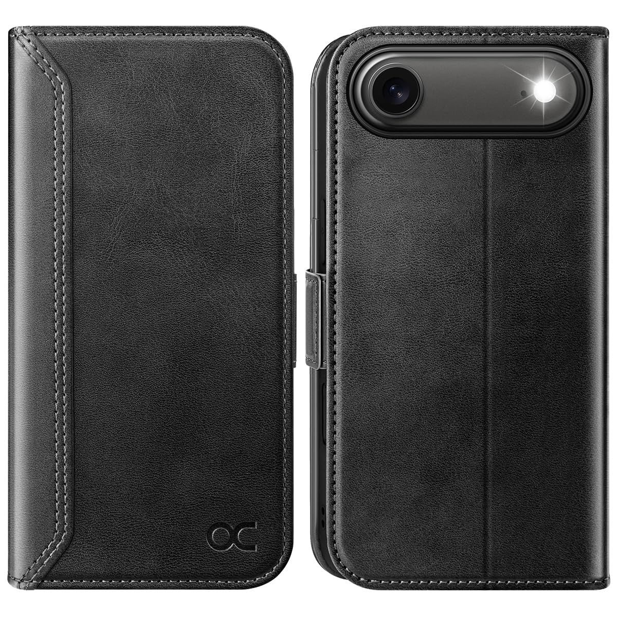 OCASE Hülle für iPhone Air 5G, Handyhülle [Kartenfach] [Magnet] [Standfunktion] [RFID Blocker] Stoßfest Lederhülle Kompatibel mit iPhone Air Retro Graphit