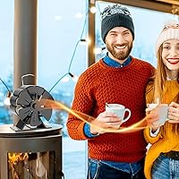 Vista 7 de Qivine Ventiladores de estufa de leña alimentados por calor, ventilador de estufa de 6 aspas, ventilador de chimenea alimentado por calor