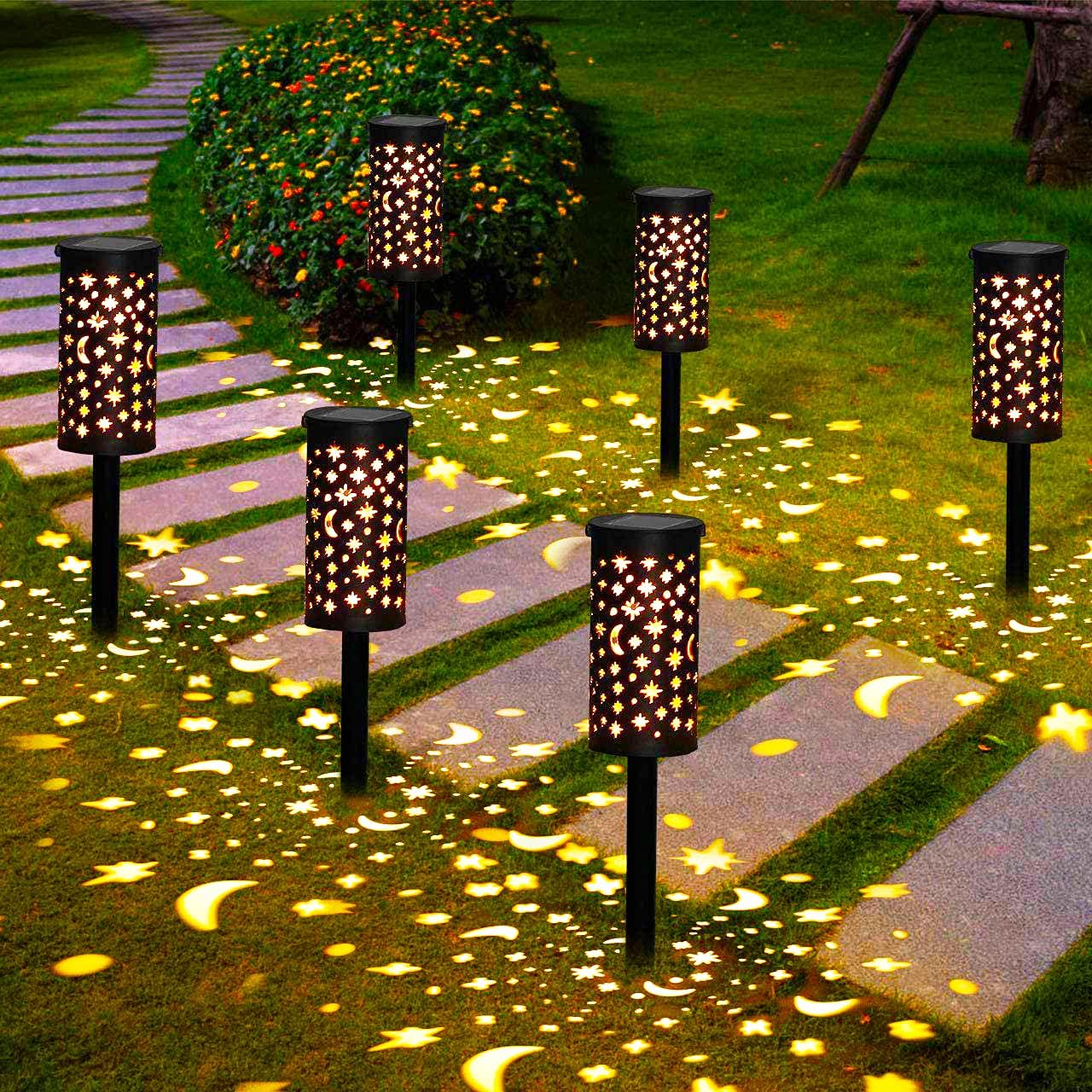 Solar Garden Lights Outdoor GolWof 6 Pack LED Solar Powered Light Outdoor Waterproof Solar Lamp Lantern Pathway Garden Stake Lights Decoration Lighting for Landscape Garden Path Patio Party Festival