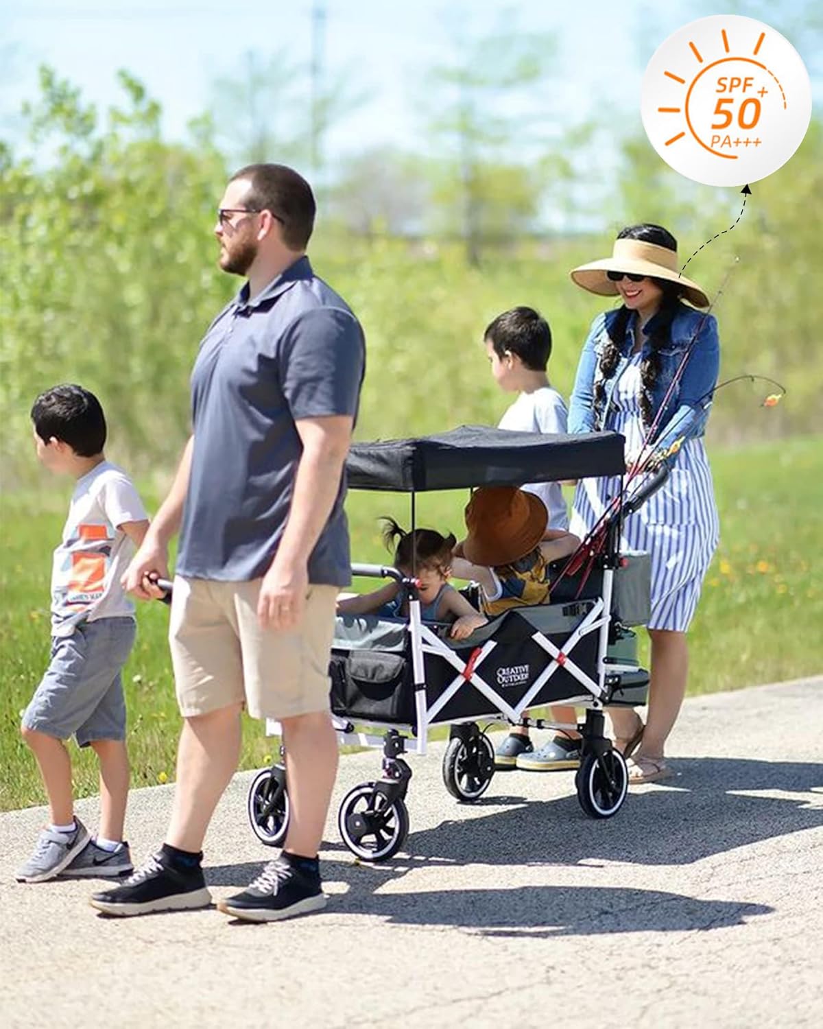 Camptrace Sun Visors for Women Wide Brim Beach Hat Foldable Straw Visor Hat Ponytail Summer Packable UPF 50+ - Image 7