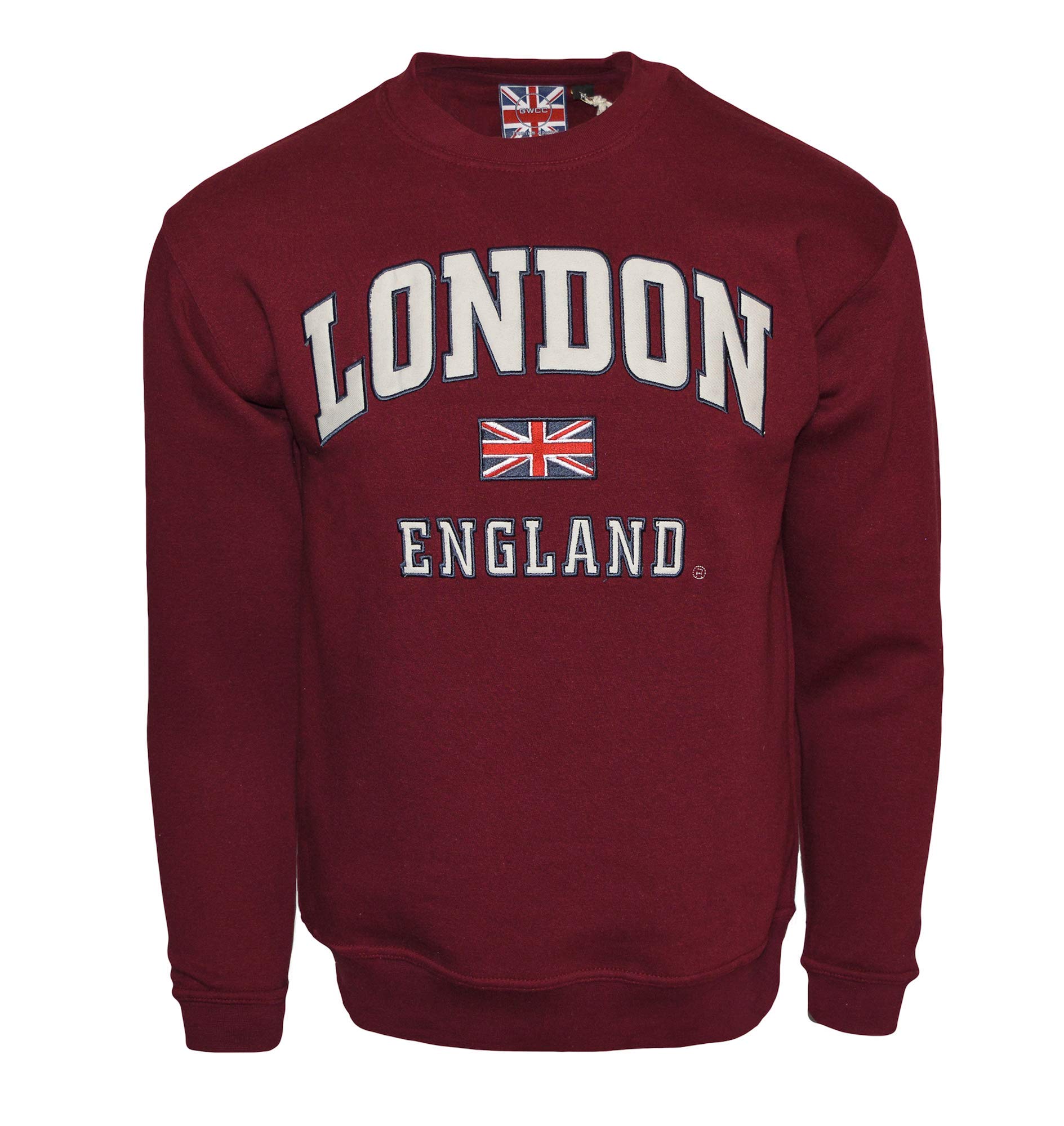 British Heritage BrandsLE201MOW Unisex London England Sweatshirt Maroon Off White XS-2XL