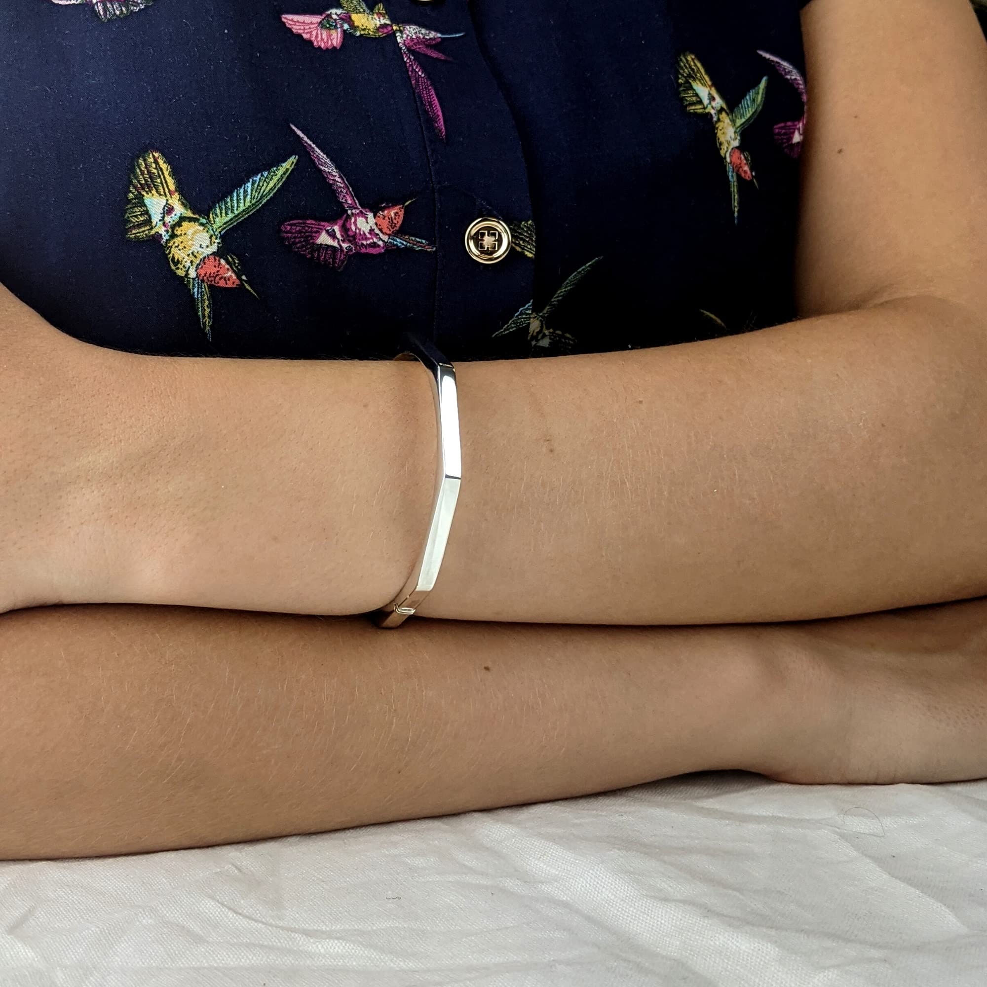 Silverly Bracciale in Argento Sterling 925 con Cerniera Ottagonale | Elegante Bracciale Geometrico in Argento Sterling per Donna | Bracciale Rigido in Tubo Quadrato Lucidato