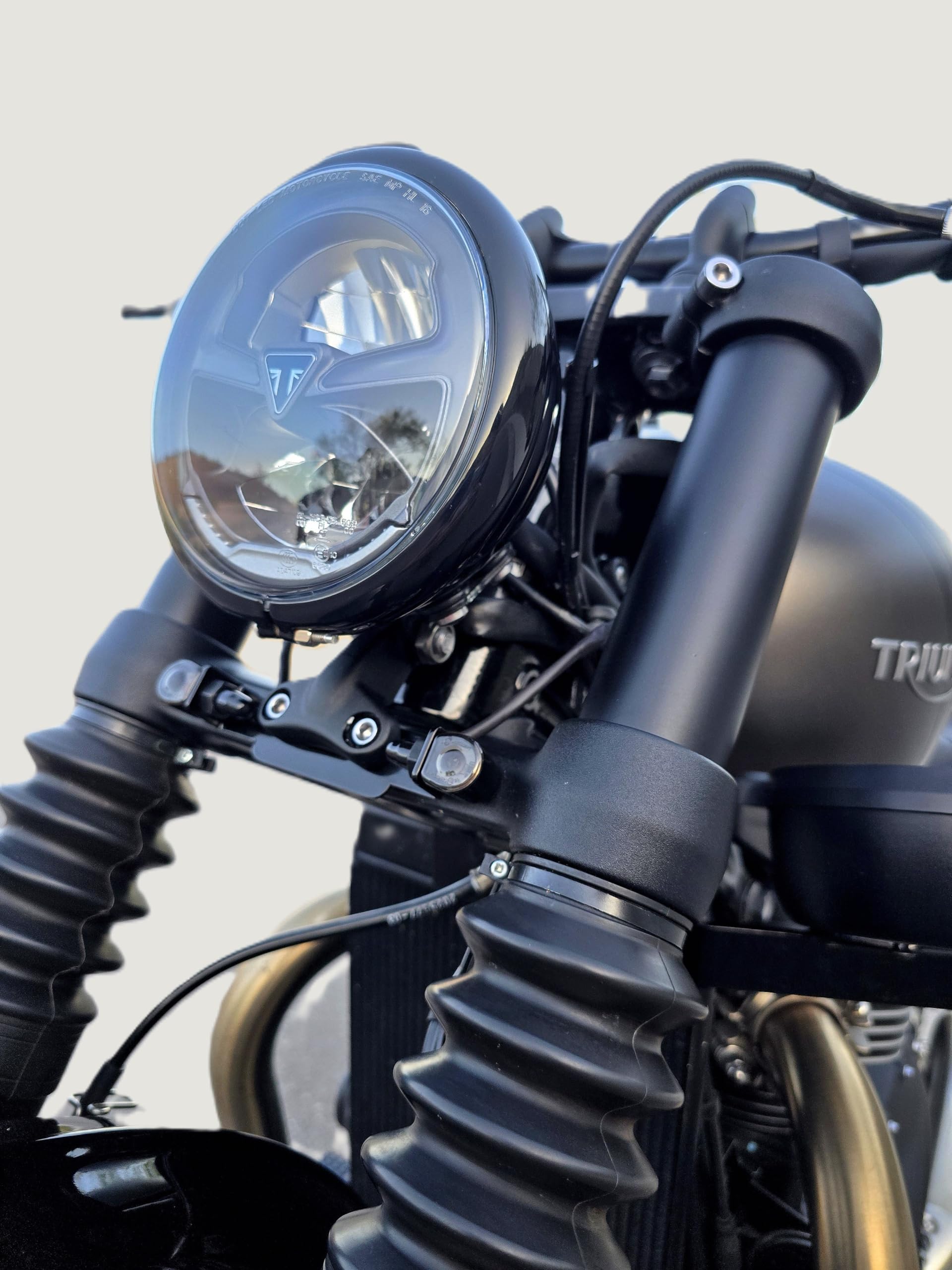 JBSporty Blinker Relocation Bracket with Smoked LED Turn Signals and Fork Wrap Kit Compatible with Triumph SPEEDMASTER BOBBER BONNEVILLE