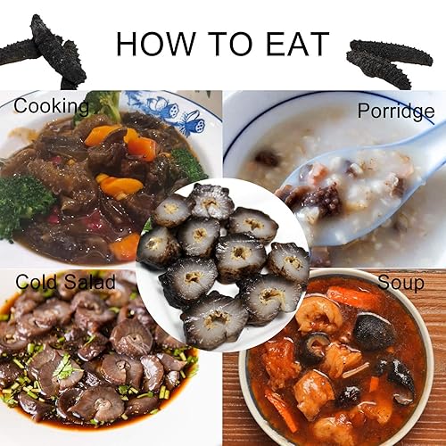 Miniatura 5 de DOL Wild Caught, pasador negro atlántico secado al sol, pepino de mar totalmente natural, nutritivo, nutritivo, medio de 8 onzas