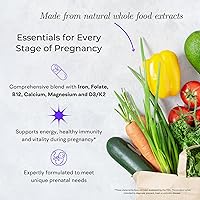 Vista 6 de Vitaminas prenatales de alimentos integrales (120 cápsulas), apoyo natural para la salud materna y fetal, multivitamínico prenatal para mujeres