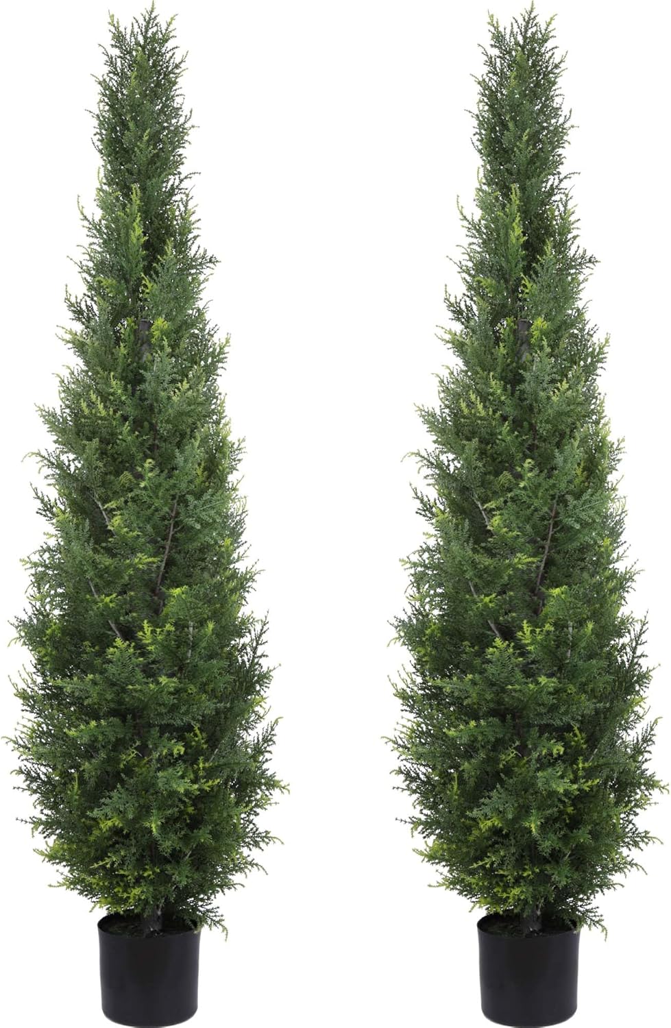 Artificial Cedar Topiary Trees 5FT Potted Fake Cypress Trees Faux Evergreen Plants for Home Porch Garden Decor Set of 2