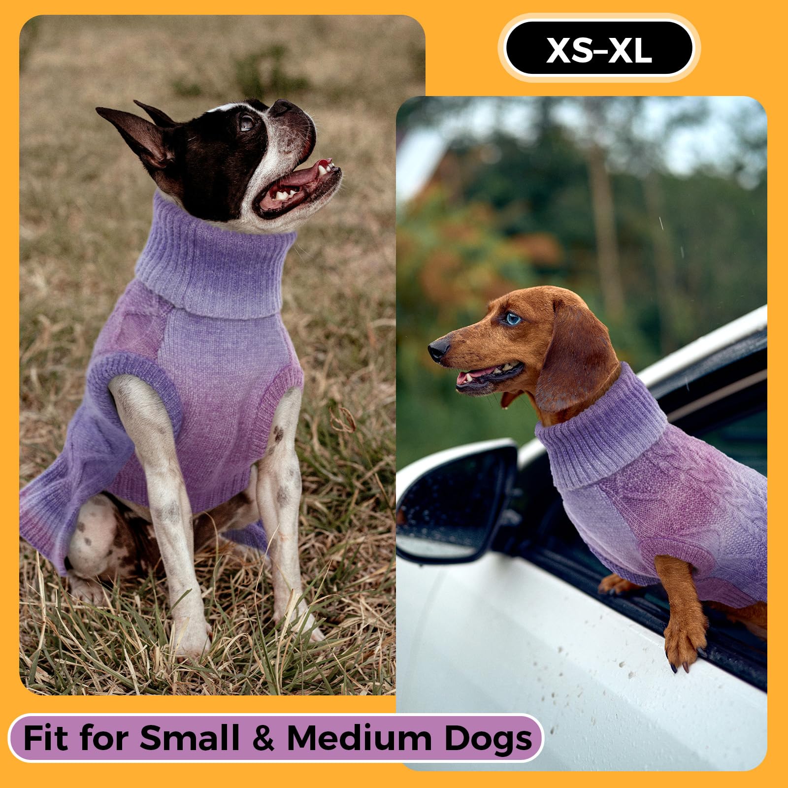 Lelepet Chandail en tricot à col roulé pour chien de petite, moyenne et grande taille – Pull d'automne à col roulé pour chiens de petite, moyenne et grande taille (Pitbull, laboratoire, taille XL