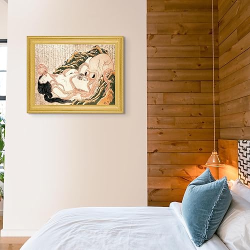 Miniatura 4 de Cabaña perdida El sueño de la esposa de los pescadores de Katsushika Hokusai  Lienzo en marco biselado dorado  Reproducción de pinturas de obras de