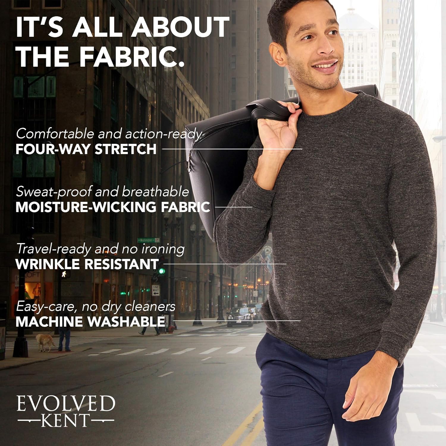 Mens Lightweight Crewneck Sweater - Dry Fit Moisture Wicking Pullover Sweaters - Image 5