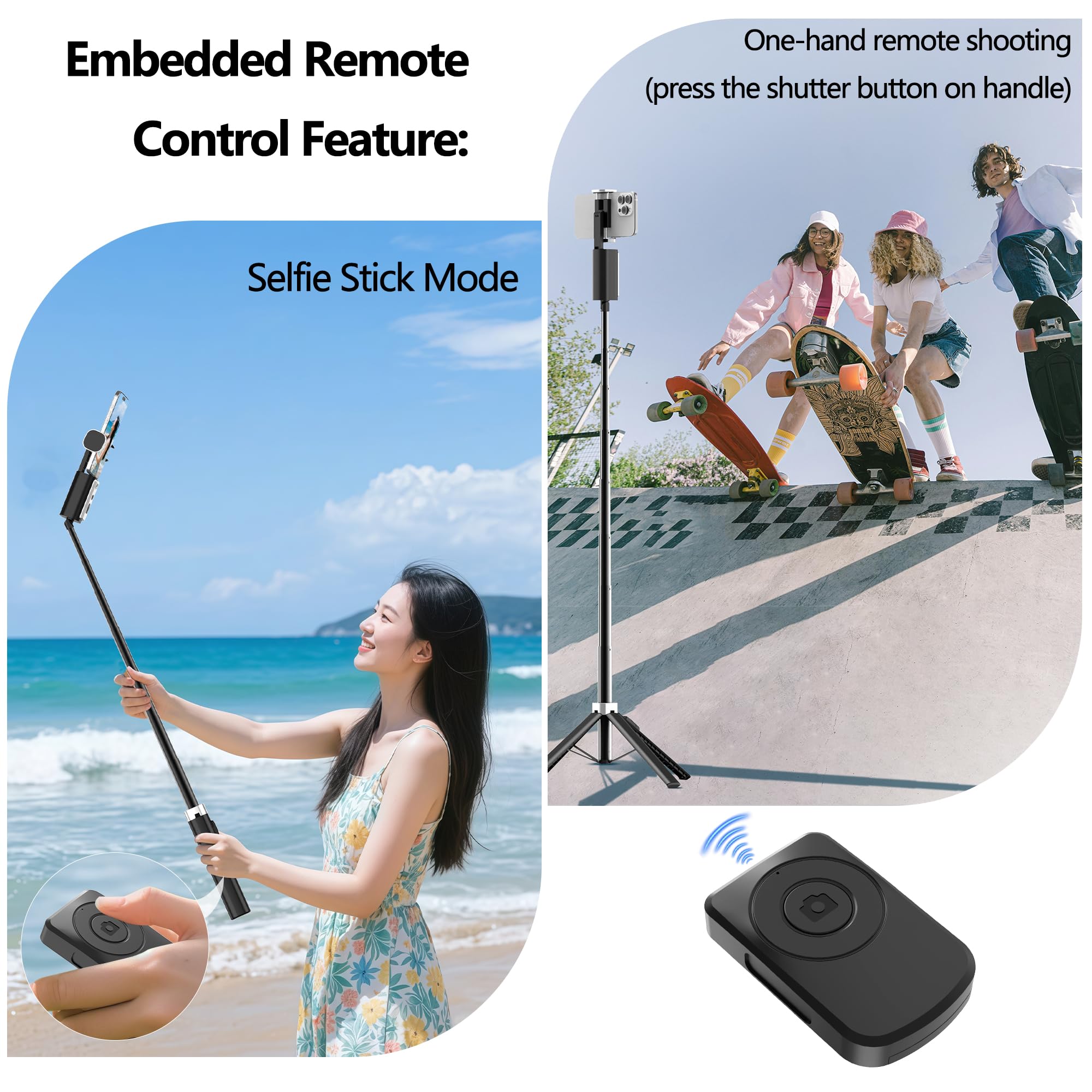 Trípode de palo selfie de seguimiento facial automático para iPhone, rotación de 360 grados que sigue la cara y el movimiento (1 soporte para teléfono 3 en 1)