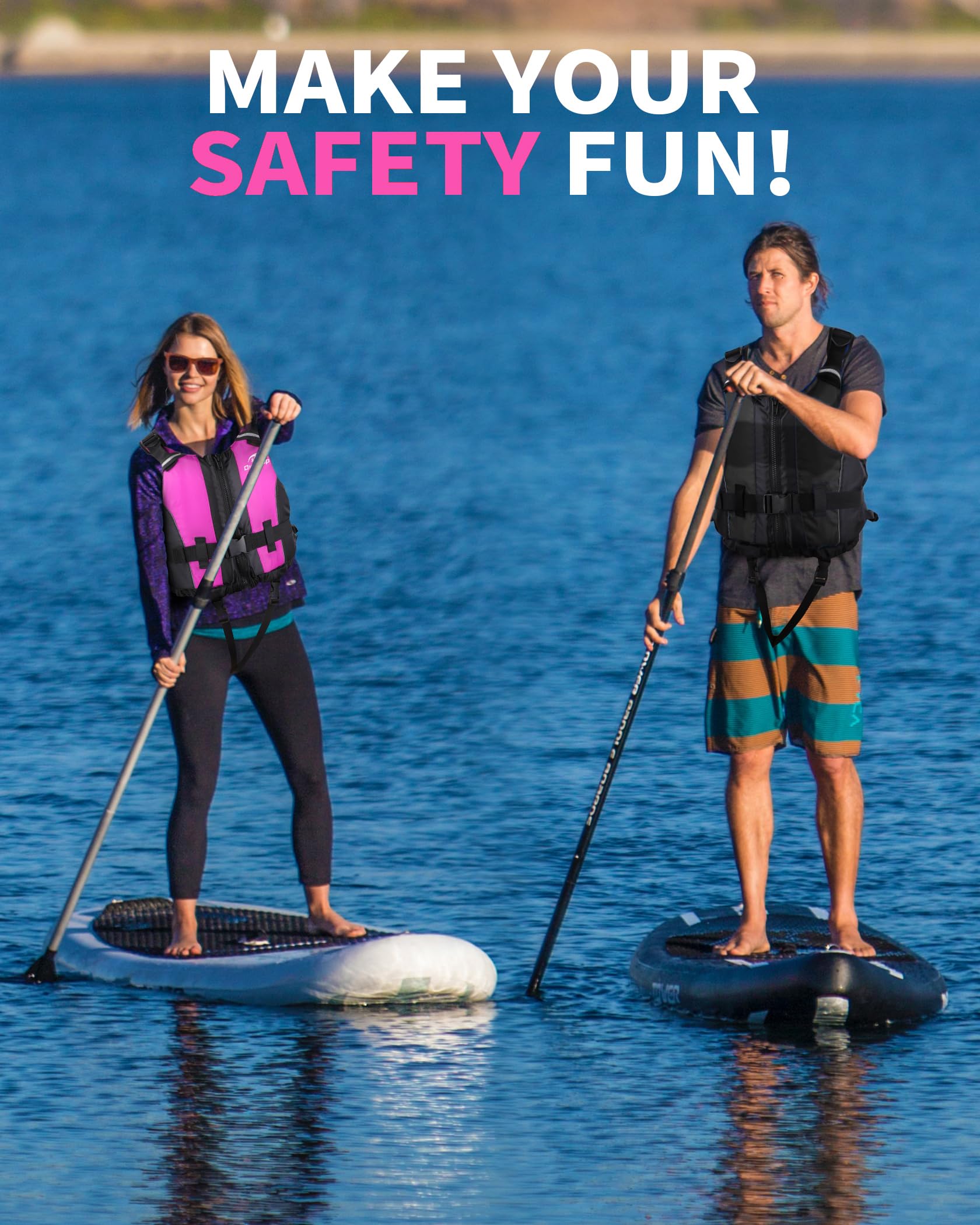 Owntop Chaleco de Ayuda a la Flotabilidad para Adultos, Chaleco de Flotación de Espuma con Bolsillo, Chaleco de Natación para Paddleboarding, Kayak, Sup, Pesca