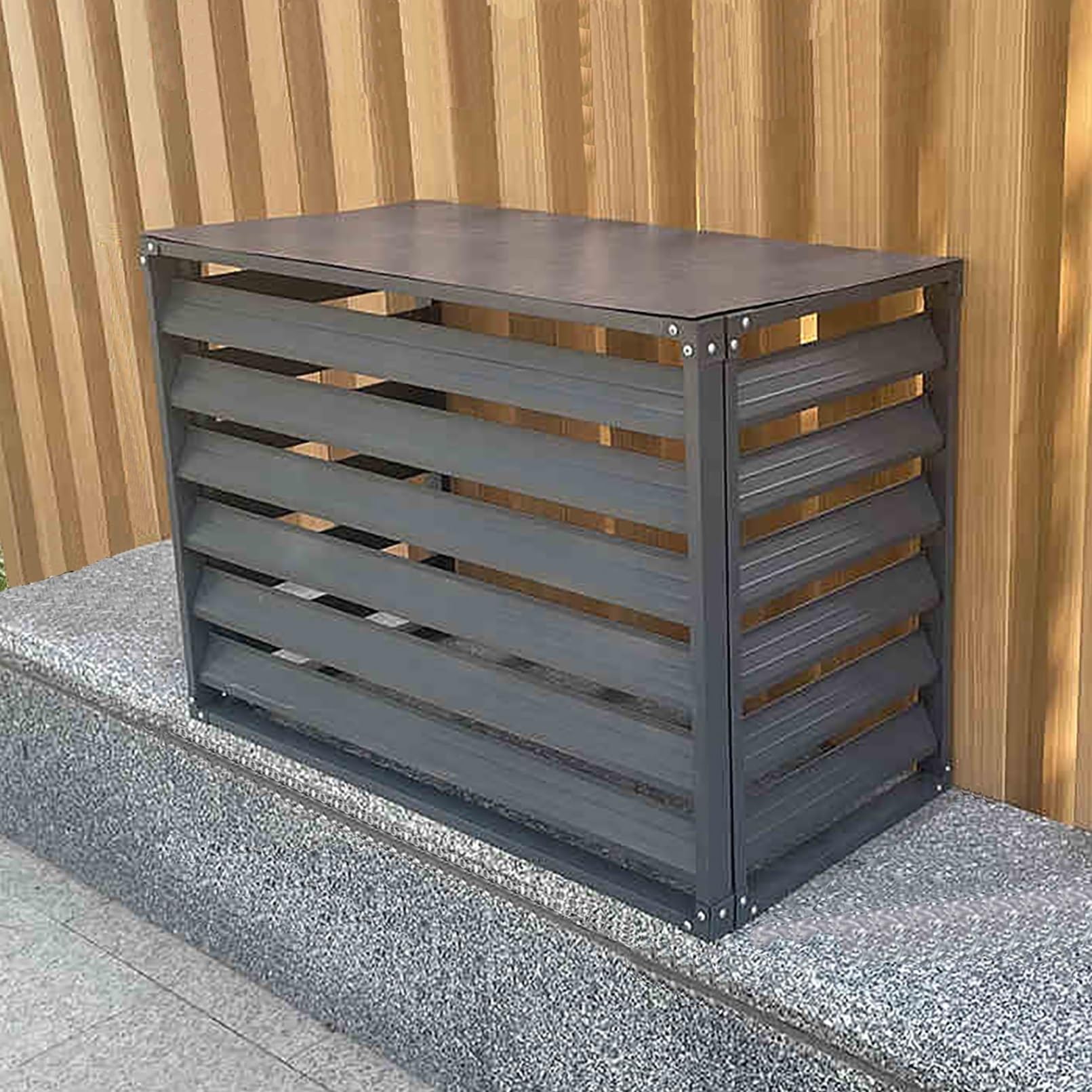 QYMYOZ Outdoor Air Conditioner Cover, Radiator Fence &, Decorative Plant Display Rack, Storage Shelf for Outdoor Units & Garbage, Weatherproof Protection