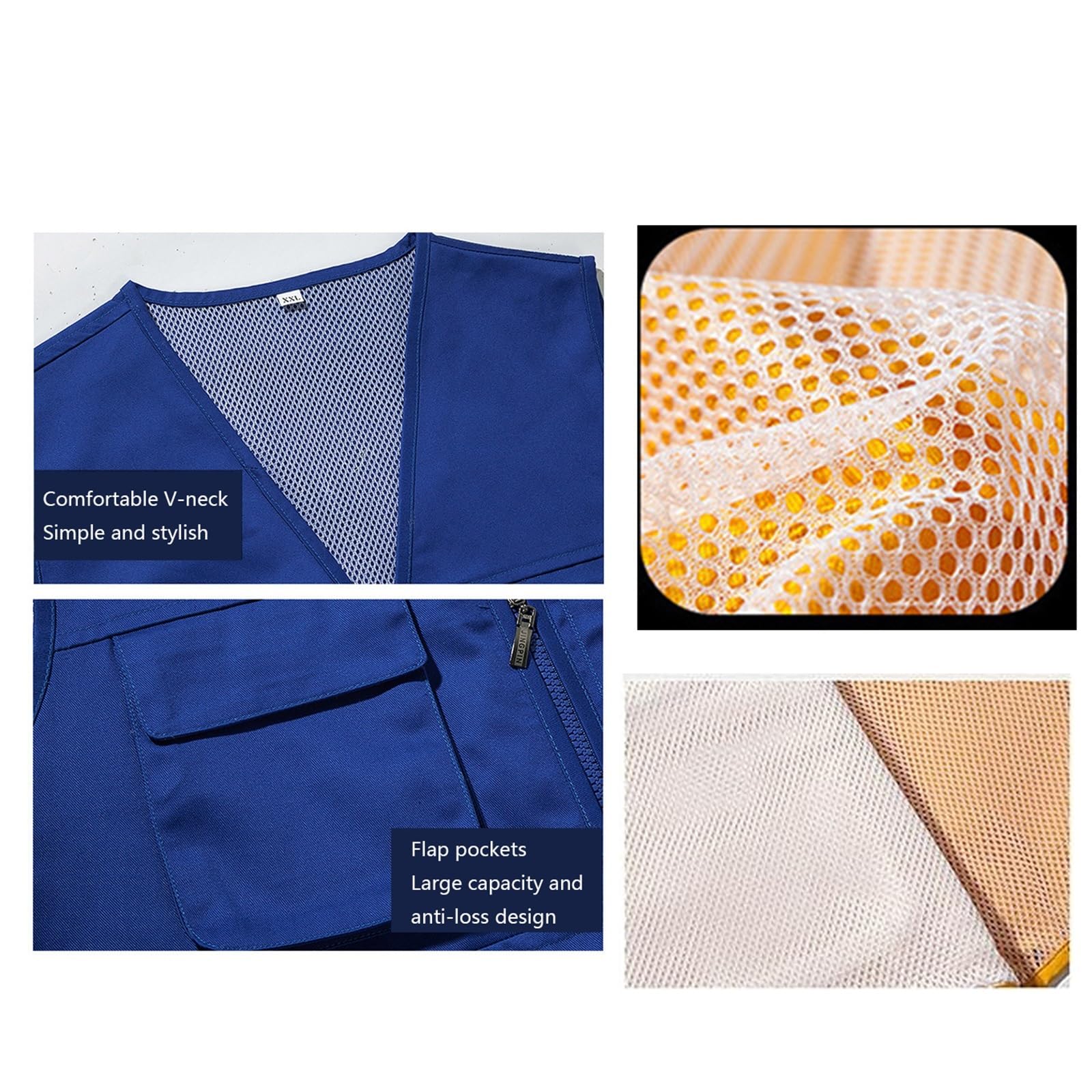 CLSQLXYJZC Gilet Pesca Uomo Per Attività All'aperto, Gilet Da Uomo Estivo Da Lavoro Safari Viaggio Foto Zip Scollo A V In Rete Traspirante, Giacca Antivento Impermeabile Con Cerniera All'aperto