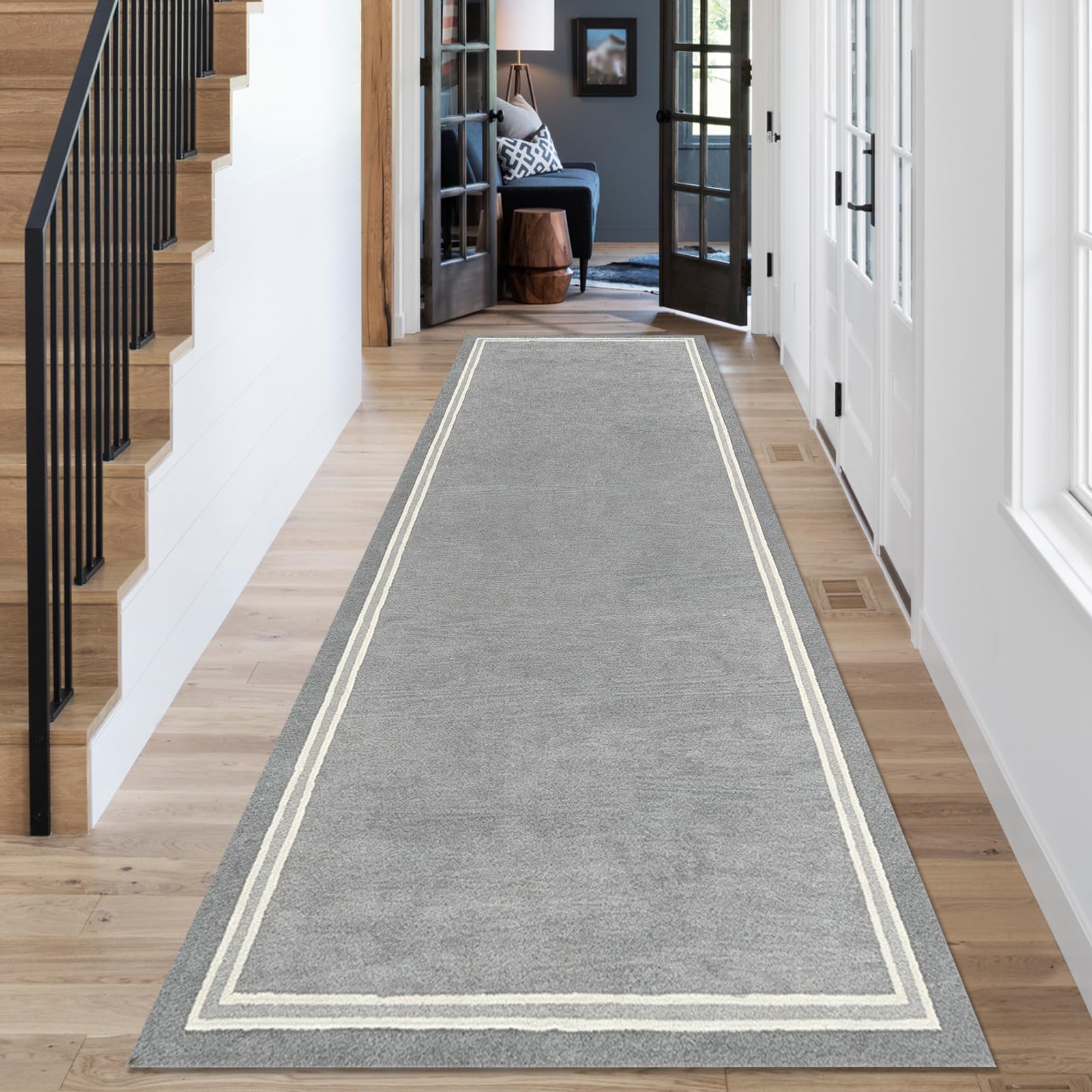 Nowoczesny dywan do przedpokoju 120 x 500 cm szary dywan chodnik wejściowy dywaniki do sypialni dywaniki kuchenne zmywalne antypoślizgowe długie bieżniki do salonu pralni wejście