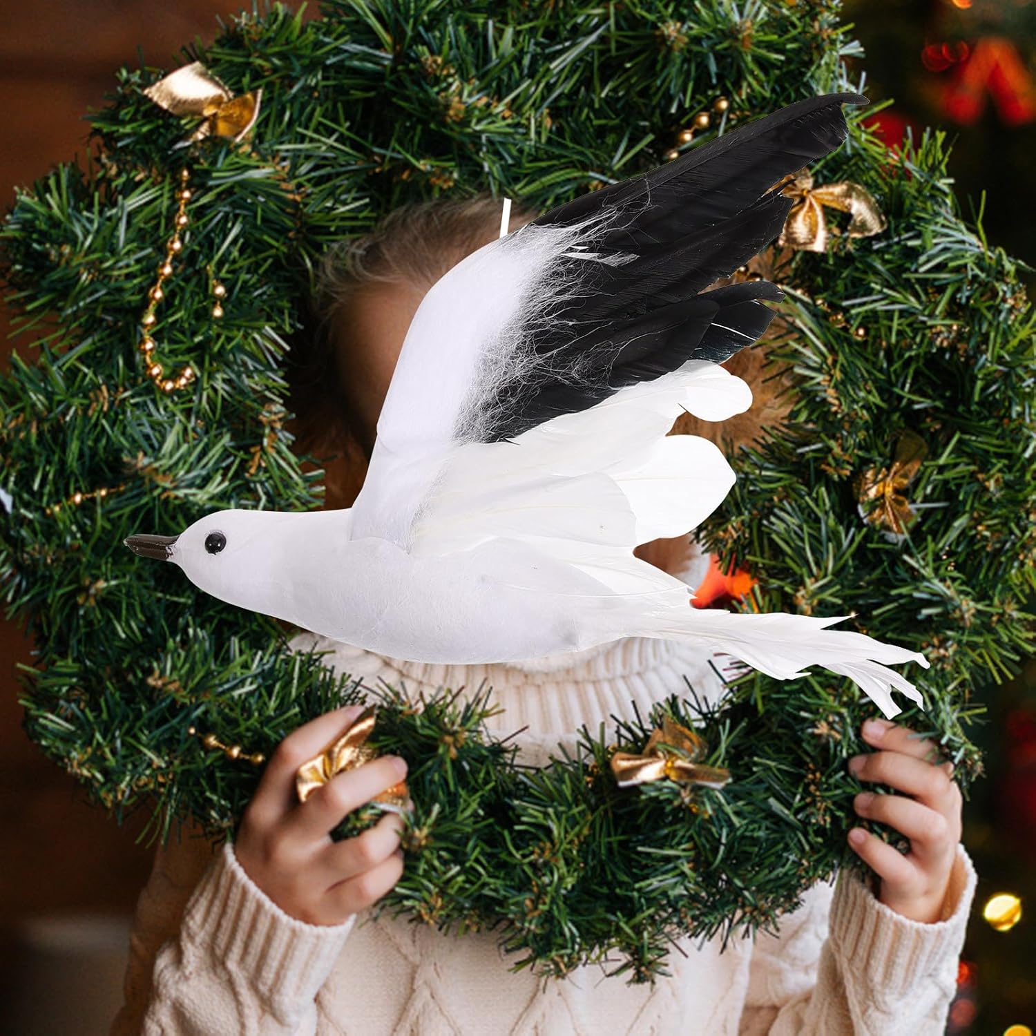 DECHOUS 3Pcs Seagull Hanging Decor, White Seagull Foam Ceiling Hanging Decorations Feathered Bird Ornament for Party Wedding Birthday Wall Decoration