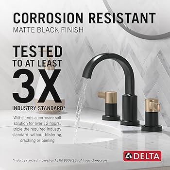 Delta Albion Matte Black/Brushed Gold Bathroom Faucet 3 Hole