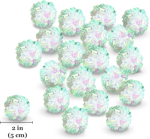 Miniatura 6 de SunGrow Mylar - Pelotas arrugadas para gatos, 2 pulgadas, brillante y antiestrés, ligeras e ideales para usar en proyectos de manualidades, pelota