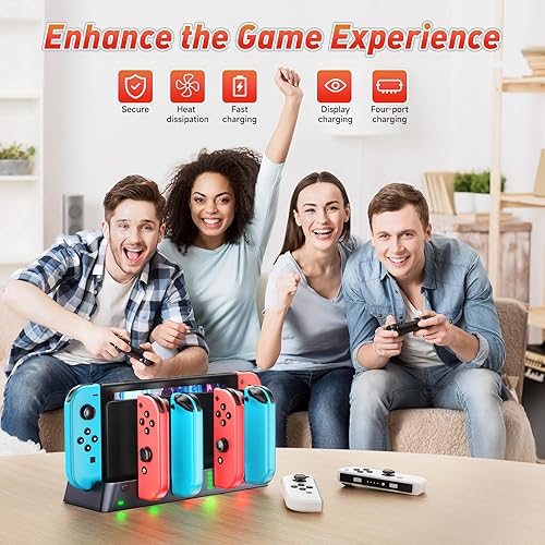 Miniatura 6 de Estación de carga para consola de juegos PSP compatible con Nintendo Switch y modelo OLED Joy-con, estación de carga para cargar 6 joycons