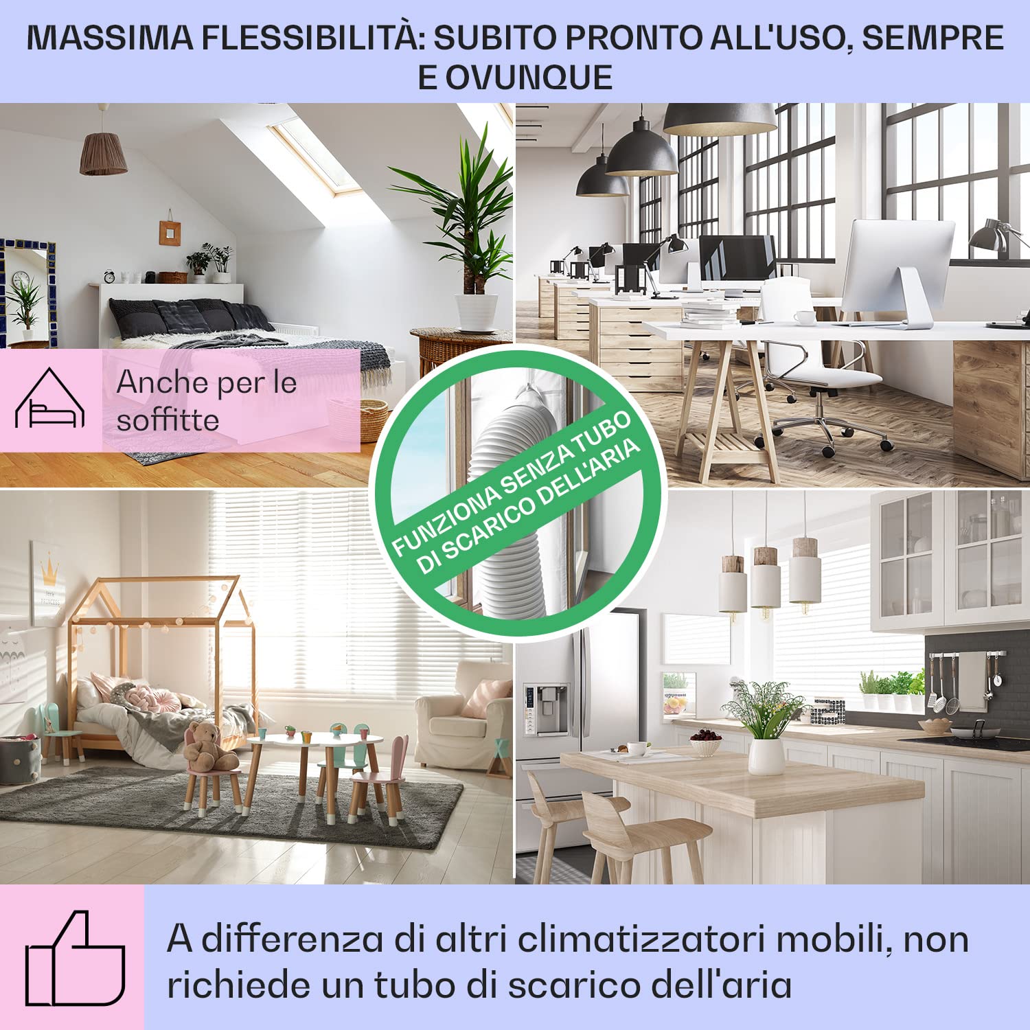 Klarstein Condizionatore Portatile 65W, 4in1, Climatizzatore Portatile, Raffrescatore Aria ad Acqua, Ventilatore, Deumidificatore, Silenzioso con Night Mode, 444m³/h, Serbatoio da 6L, Nero Lucido