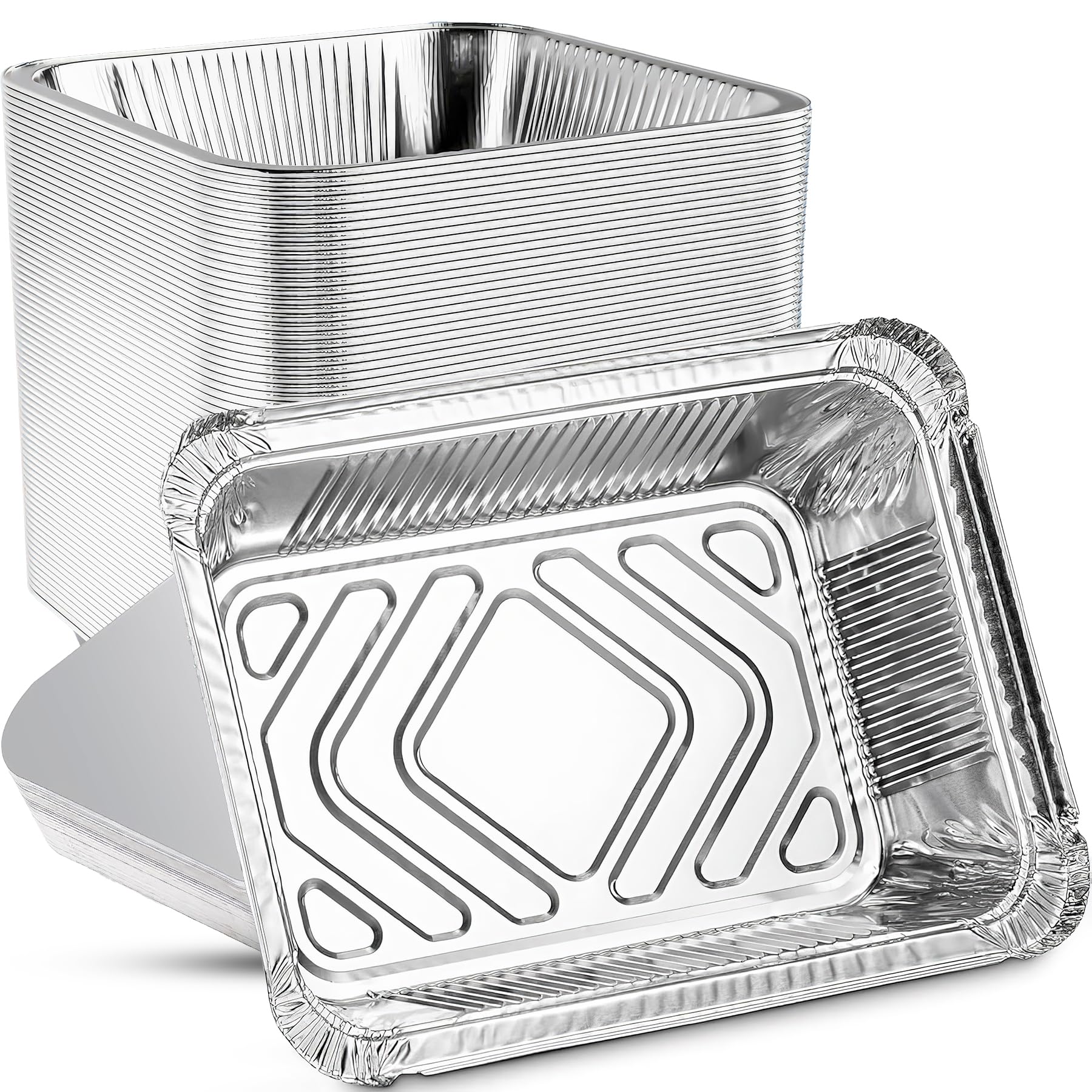 Aluminium Foil Trays with Lids 25Pcs, No2 Size Disposable Foil Containers with Extra Strong Lids